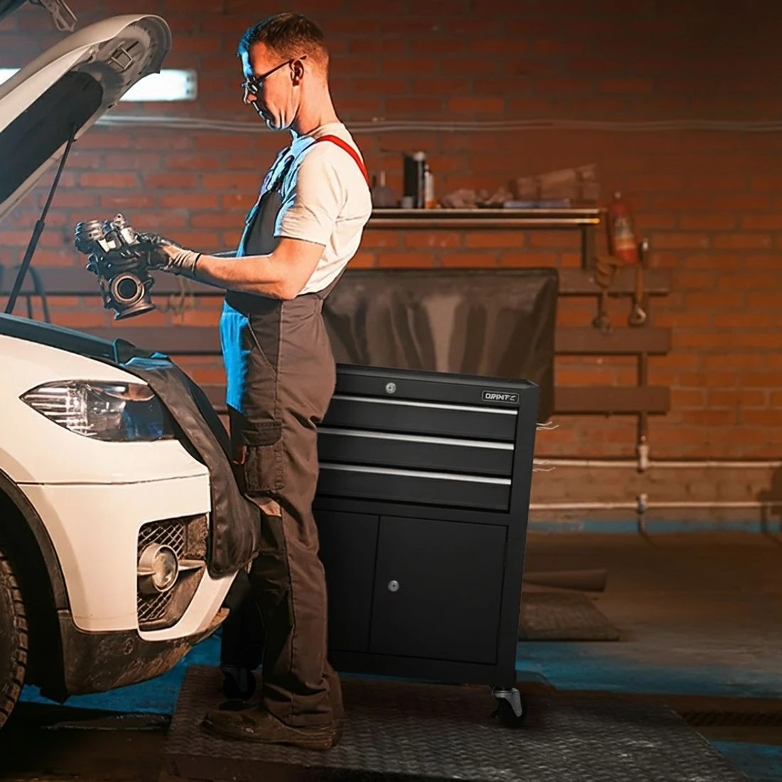 5 Giantz 3 Drawer Tool Box Cabinet Chest Toolbox Garage Storage Organiser - Black, 5 of 6