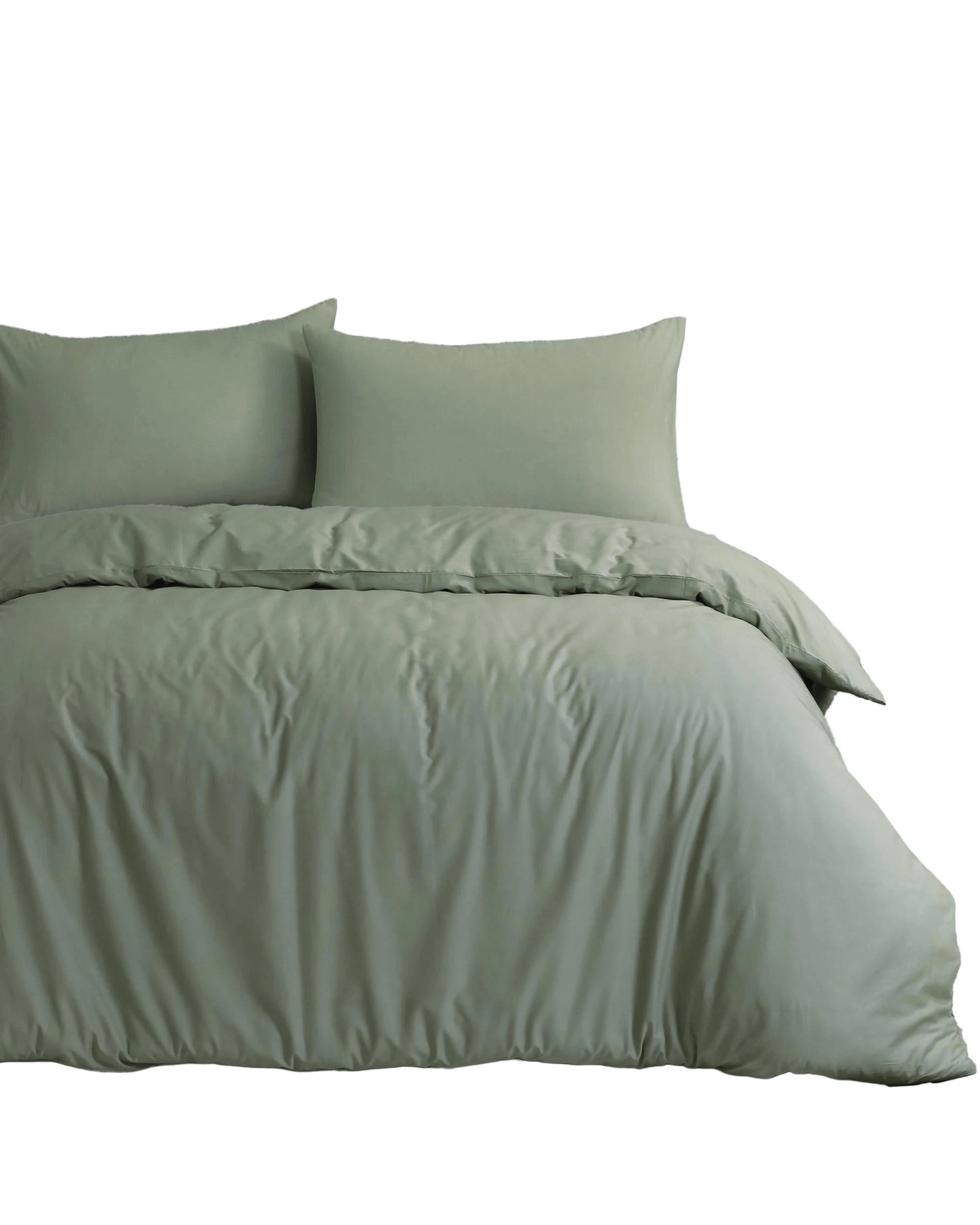 1 Amsons Royale Cotton Quilt Duvet Doona Cover Set With Europeon Pillowcases - Double Bed - Green, 1 of 2