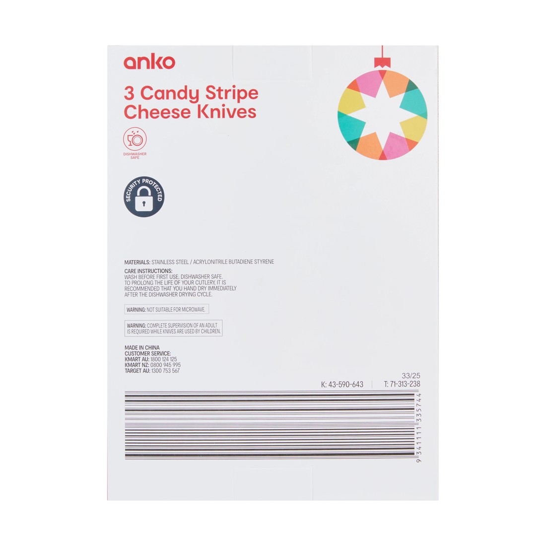 6 3 Pack Red Candy Stripe Cheese Knives, 6 of 6