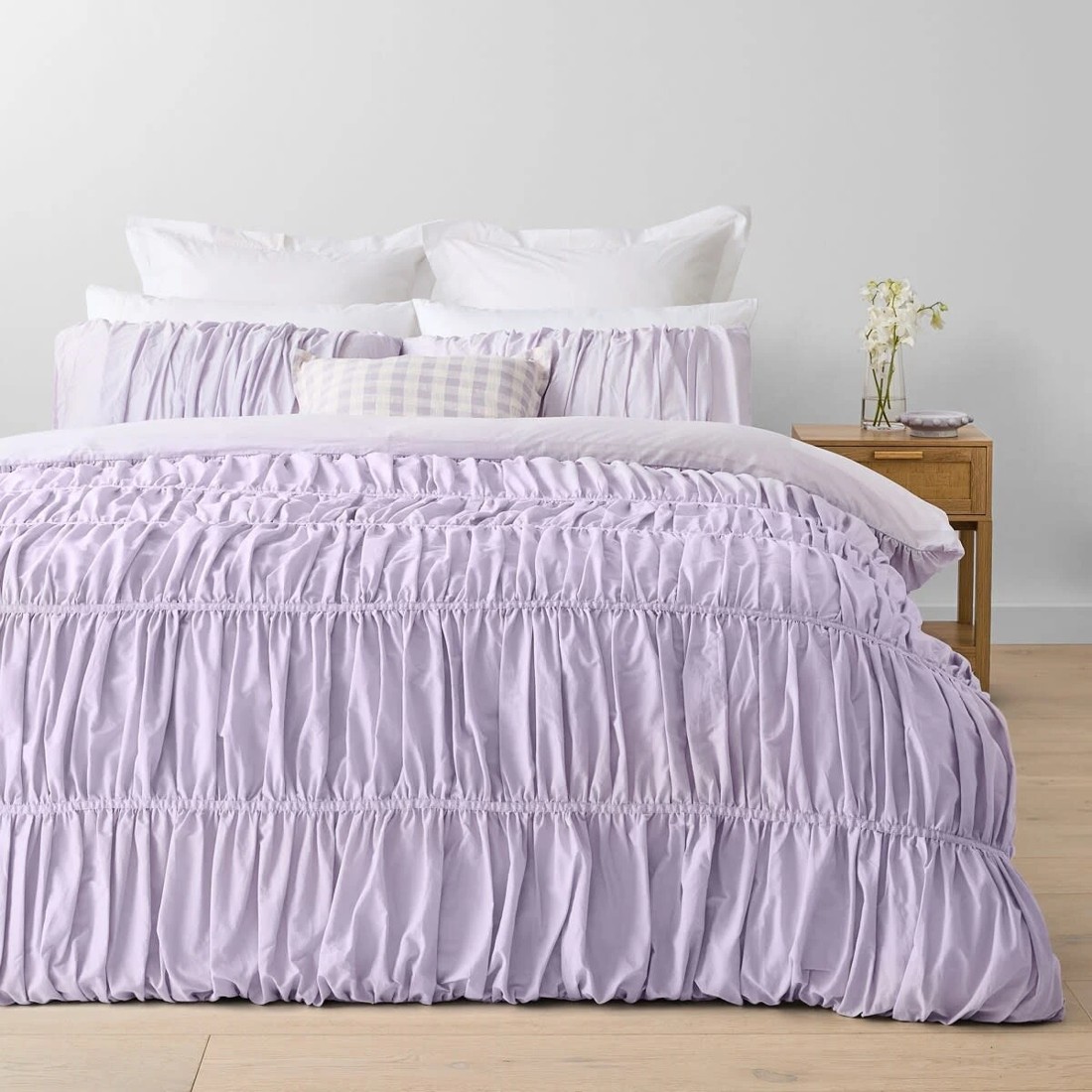 1 Arlo Cotton Quilt Cover Set - King Bed, Lilac, 1 of 6