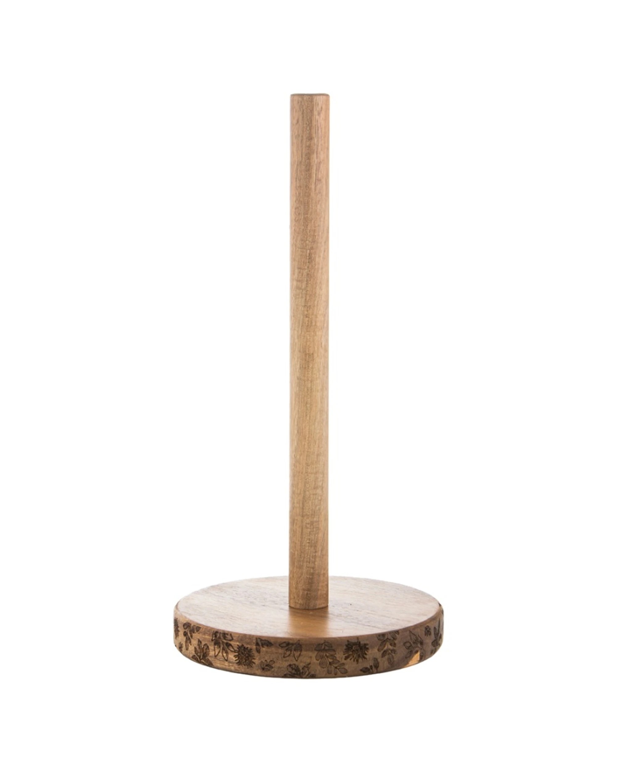 1 Ladelle Mossman Paper Towel Holder Acacia With Etched Florals - Natural, 1 of 1