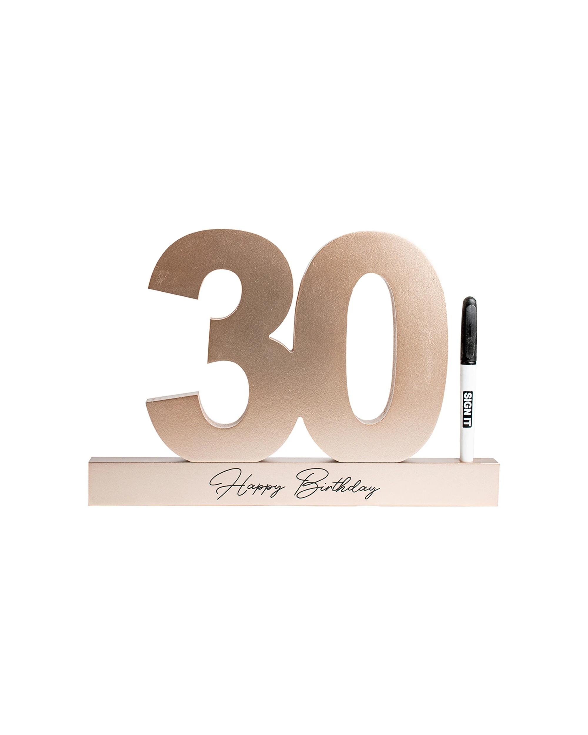 3 30th Signature Block Novelty Birthday Message Party Statue Set - Gold, 3 of 3