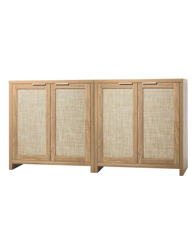 Oikiture 2x Rattan Buffet Sideboard Storage Cabinet - Nat
