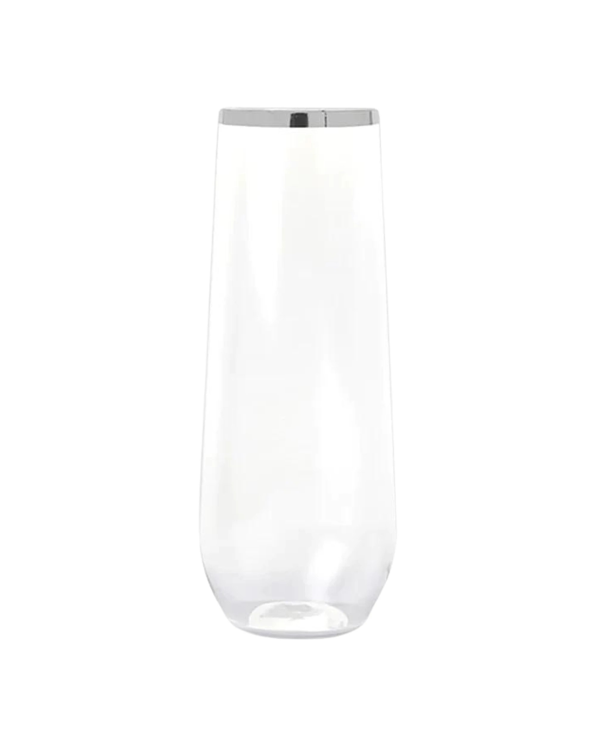 2 Partyware Silver Trim Plastic Stemless Champagne Glasses 250ml Pack of 4 - Silver, 2 of 3