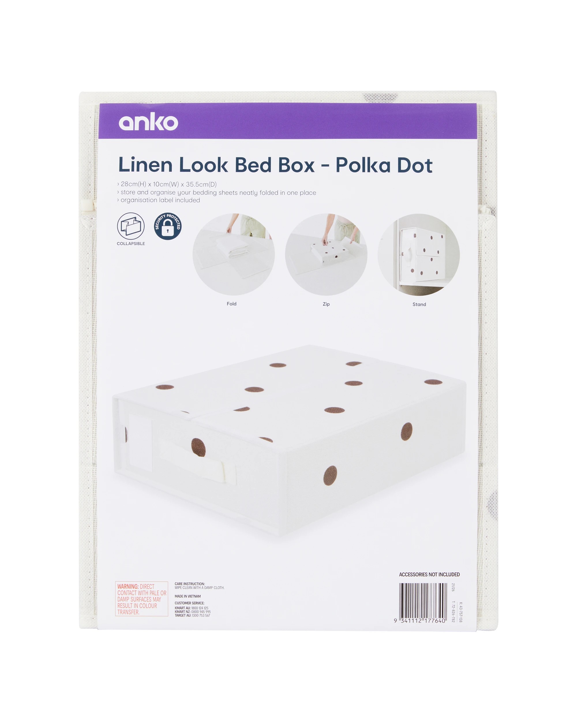10 Linen Look Bed Box - Polka Dot, 10 of 10