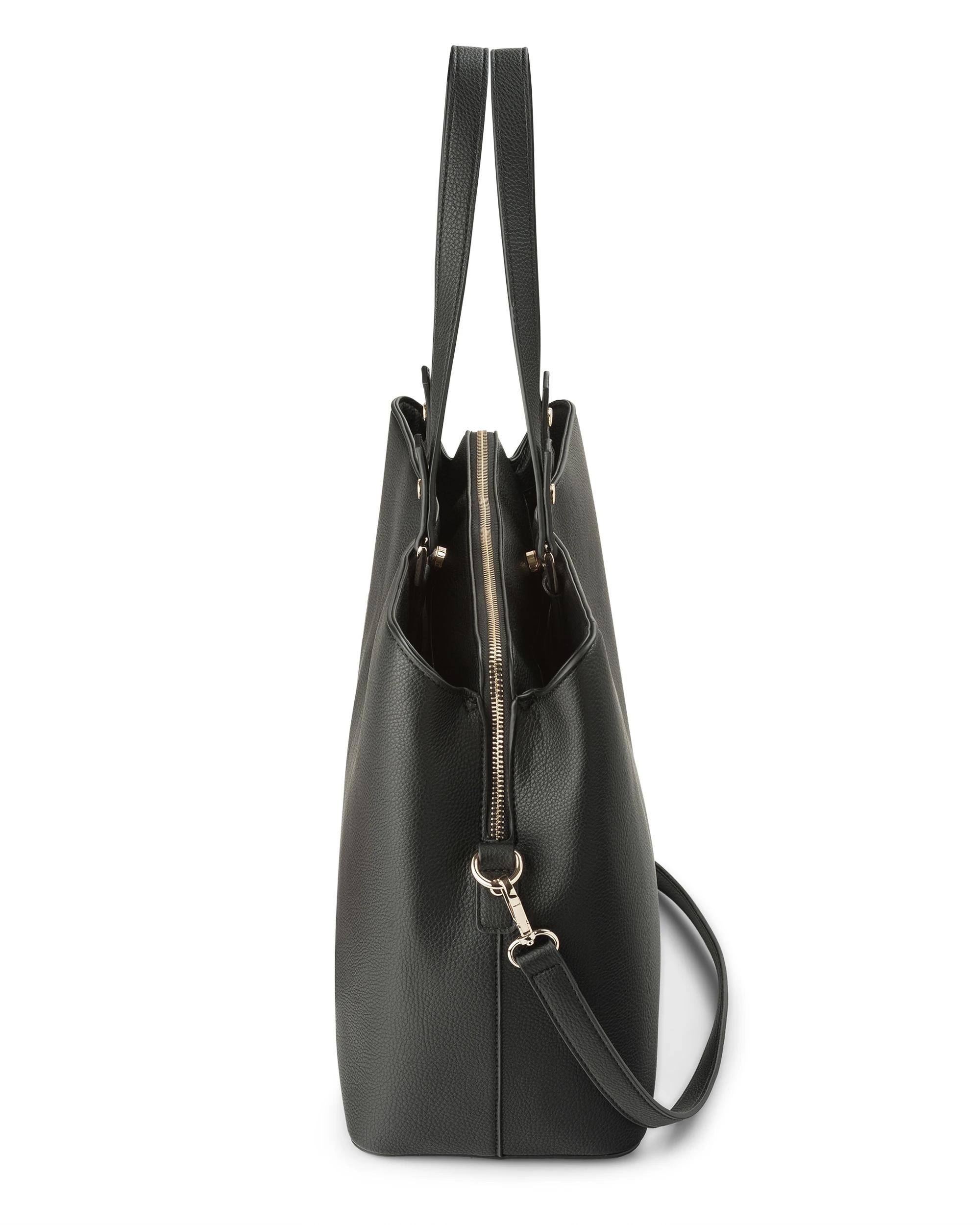 5 Madison Accessories Kate Large Laptop Tote Work Bag BLACK, 5 of 8