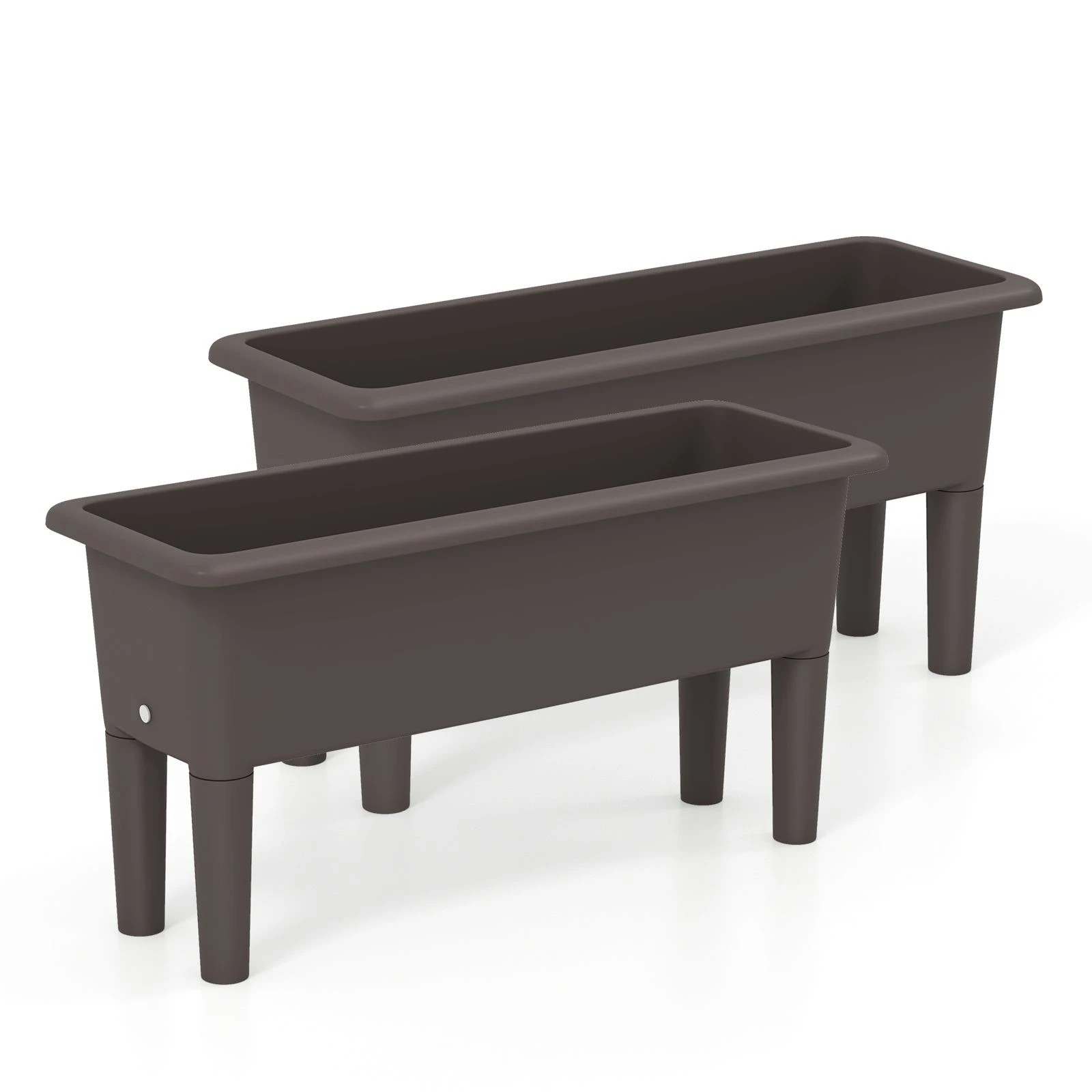 1 Costway 2 x 29L Raised Garden Beds Elevated Planter Box Outdoor Flower Container w/Drainage Hole, 1 of 4