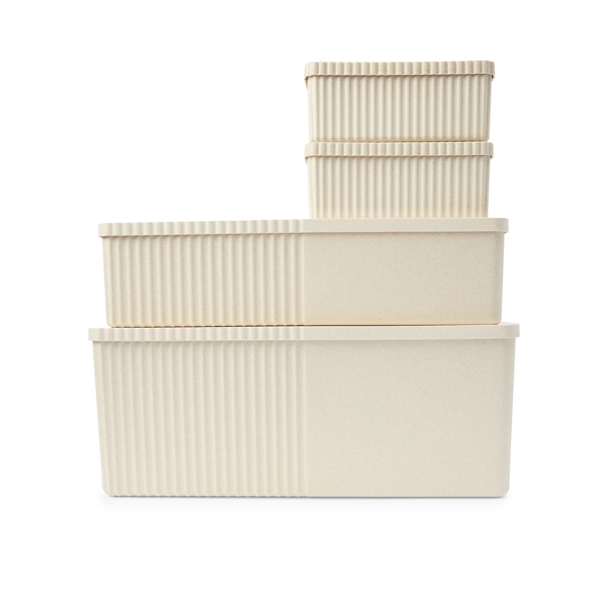 2 Set of 4 Stackable Boxes - Oatmeal, 2 of 7