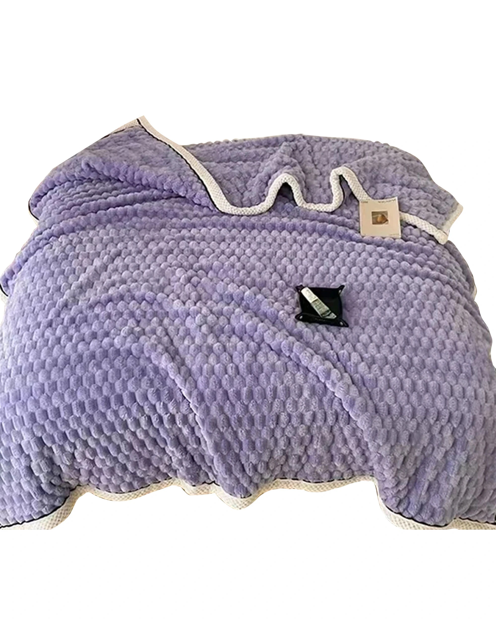 1 Cotton More Large Soft Microsherpa Bed Blanket Throw 200x230cm - Purple, 1 of 7