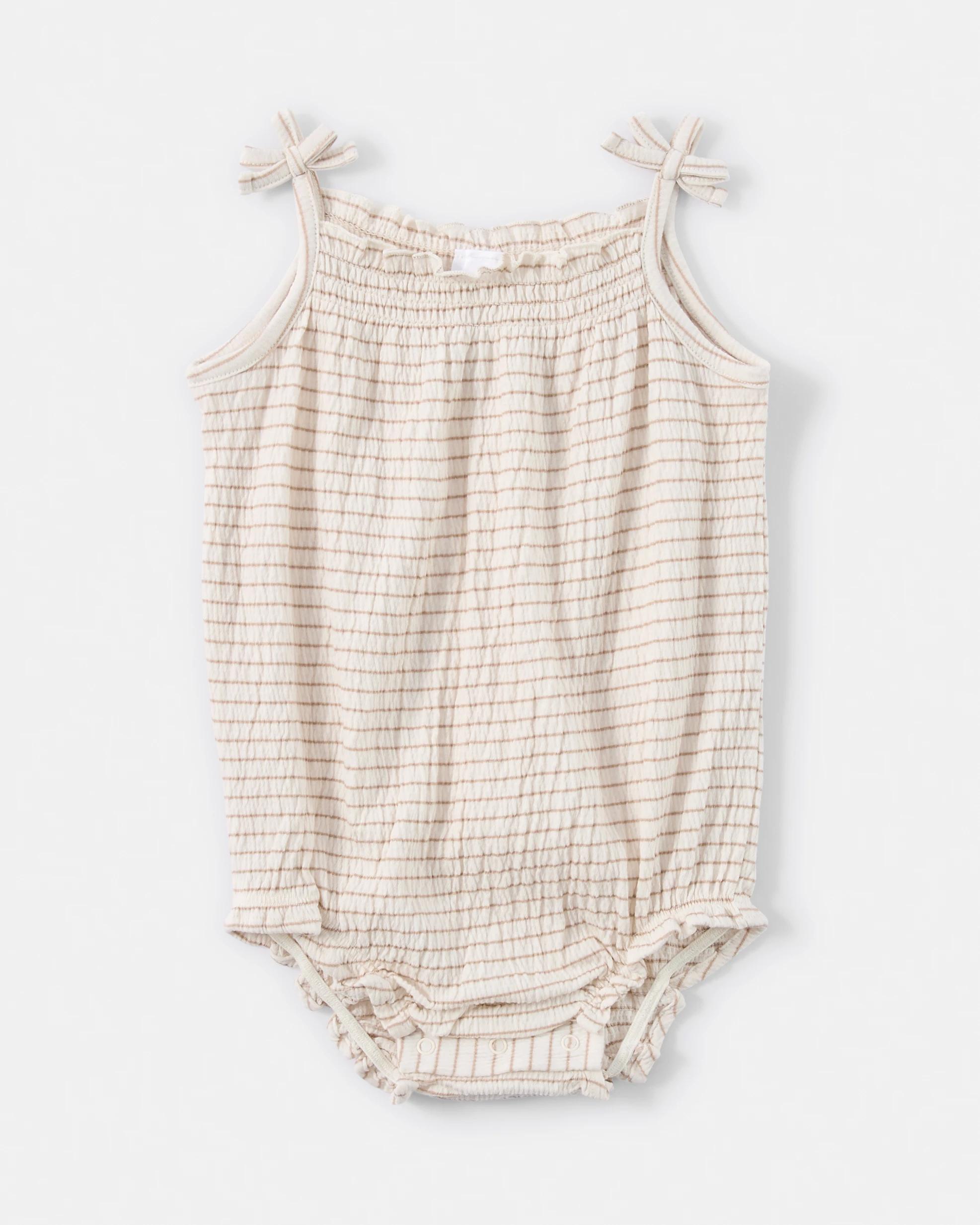 1 Strappy Crinkle Bodysuit BEIGE STRIPE, 1 of 3