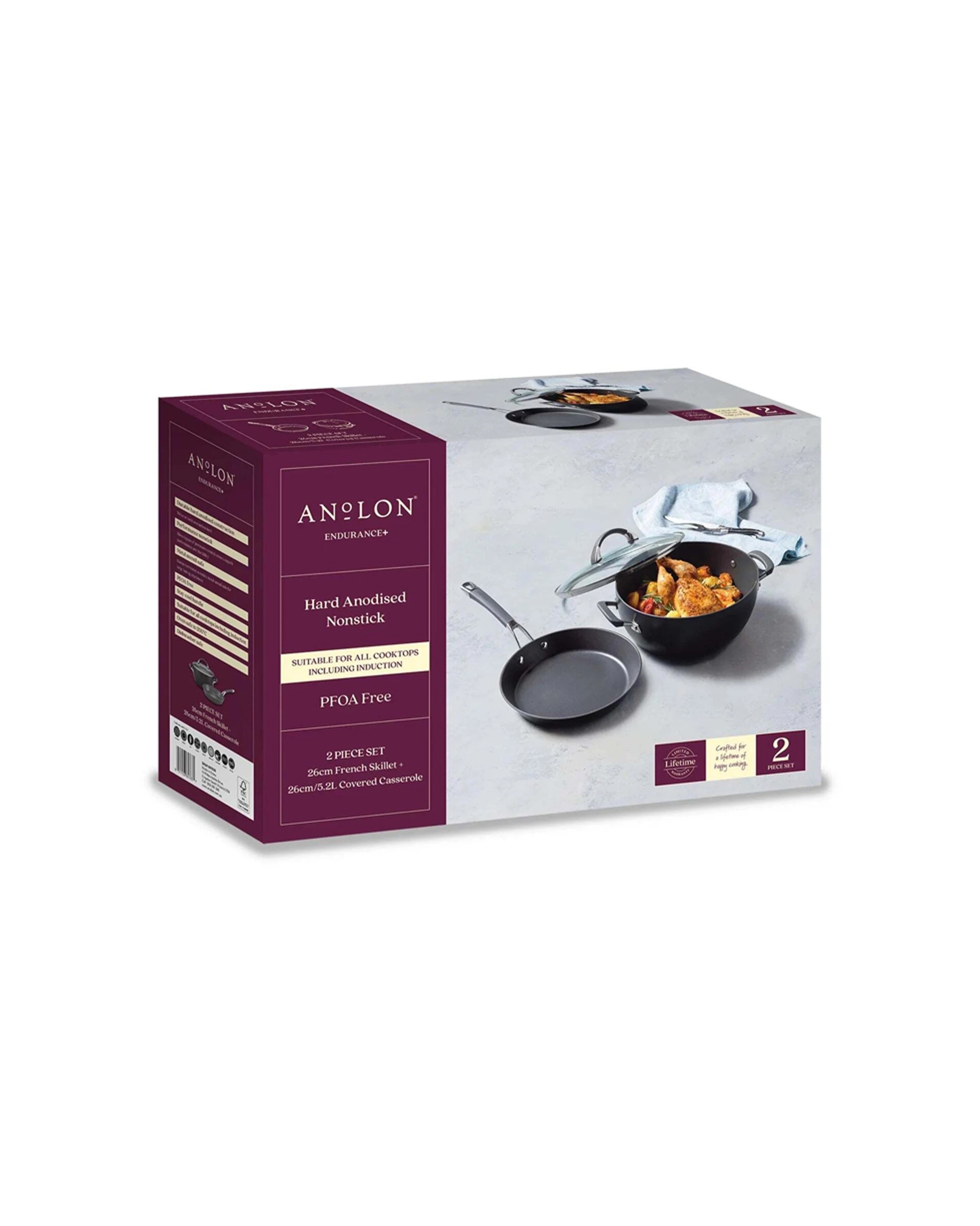 4 Anolon Endurance+ Non-Stick Induction 26cm French Skillet 26cm/5.2L Covered Casserole Set - Black, 4 of 4