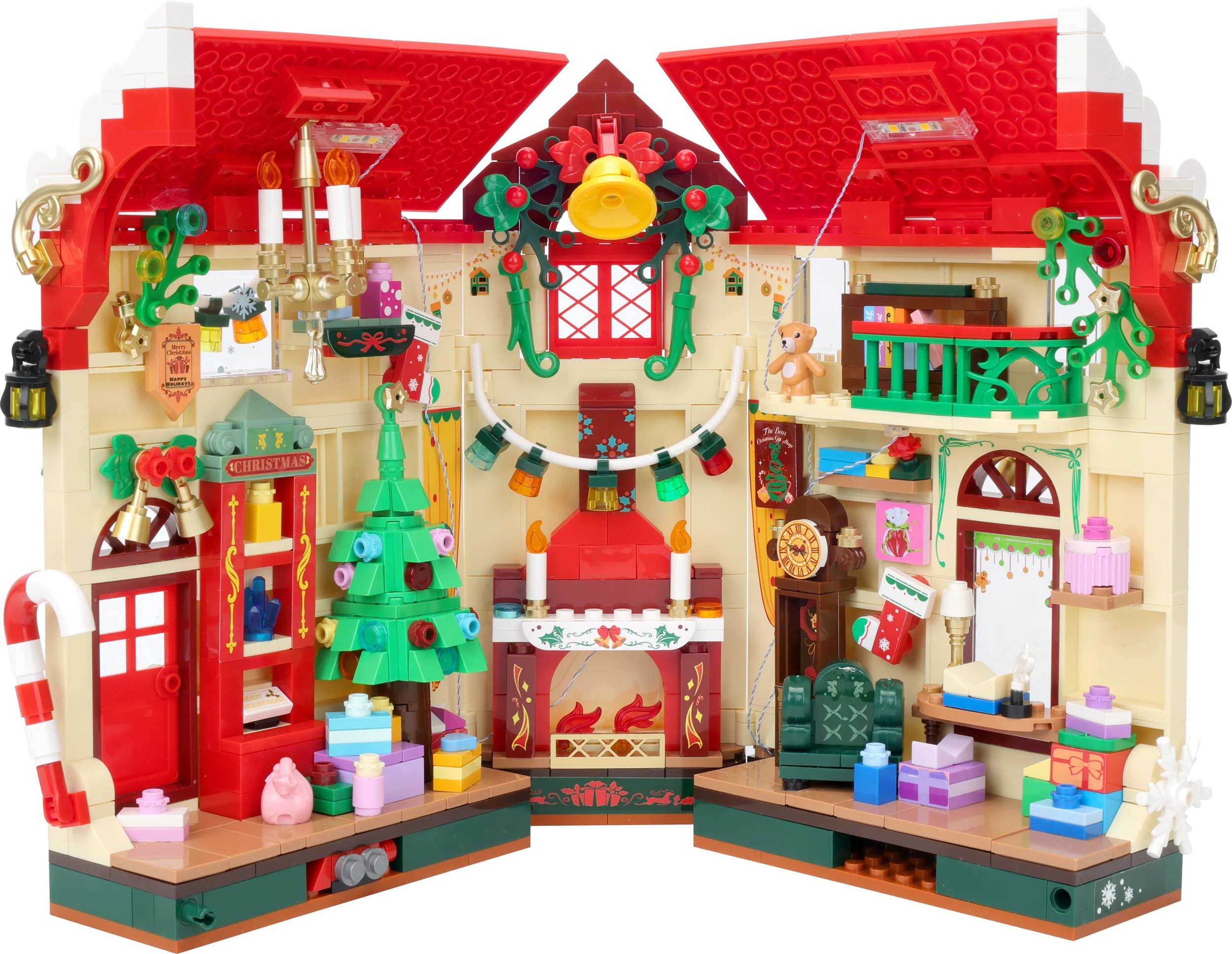 800 Piece Blocks Light Up Christmas Book Nook - Kmart
