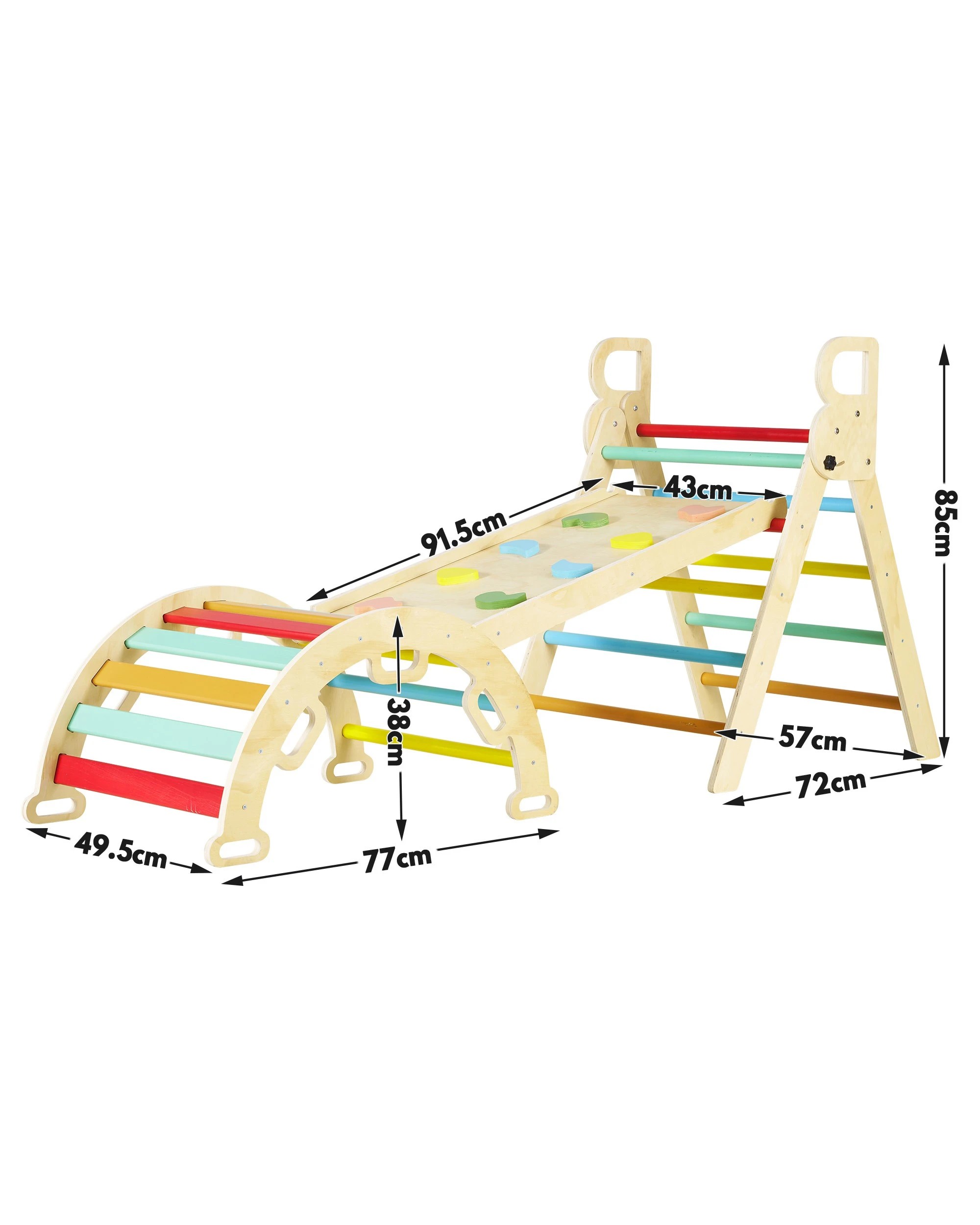 9 PlayPals 7-In-1 Pikler Triangle Set Toddler Wood Climb Play Set w/ Easy-Grip Handles, 9 of 9