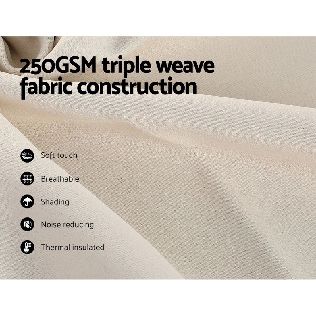 6 Artiss 2X Blockout Curtains Eyelet 180x213cm - Beige, 6 of 6