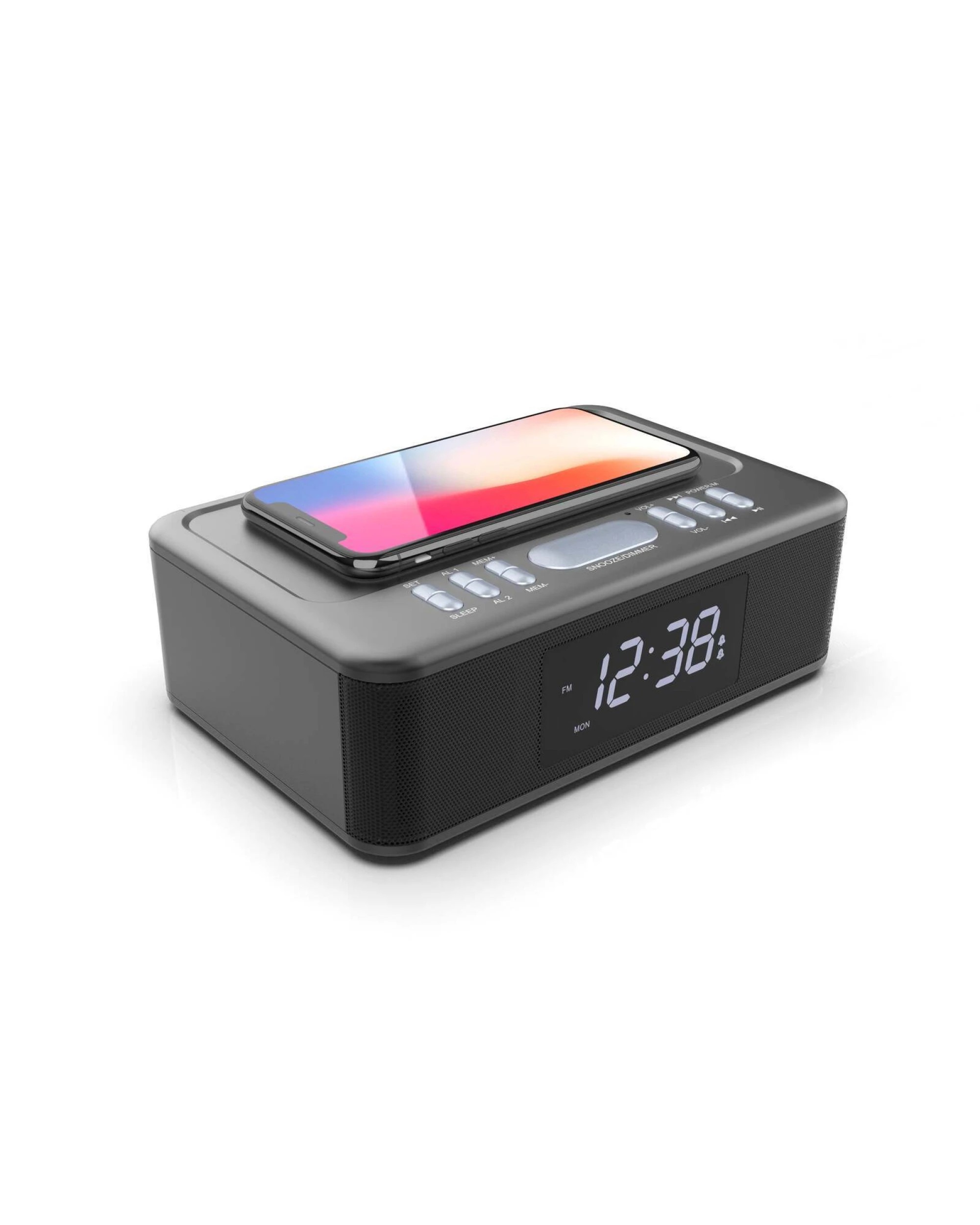 3 Lenoxx Alarm Clock with Wireless Phone Fast Charging & Wireless Streaming Connections, 3 of 3
