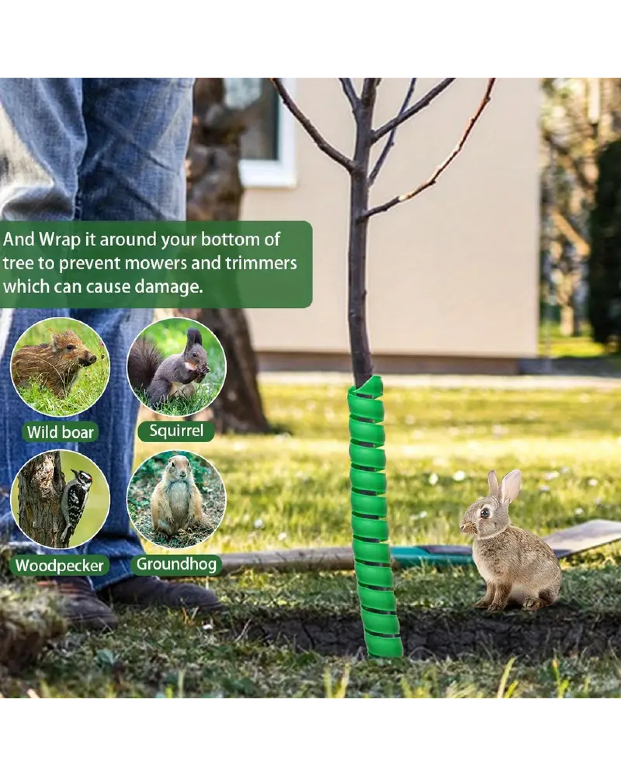 3 Br Home 4x Tree Trunk Protector Plastic Spiral Tree Guards Tubes For Saplings & Plants, 3 of 8