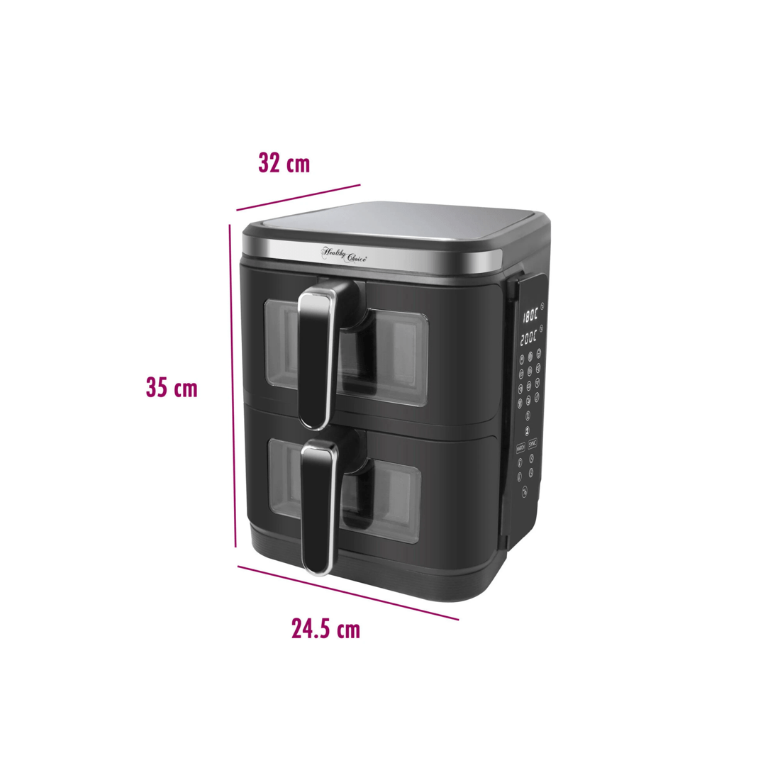 2 Healthy Choice 2400W 11L Double Decker Digital Dual Zone Air Fryer with 2 Cooking Zones & Foldable Screen, 2 of 9