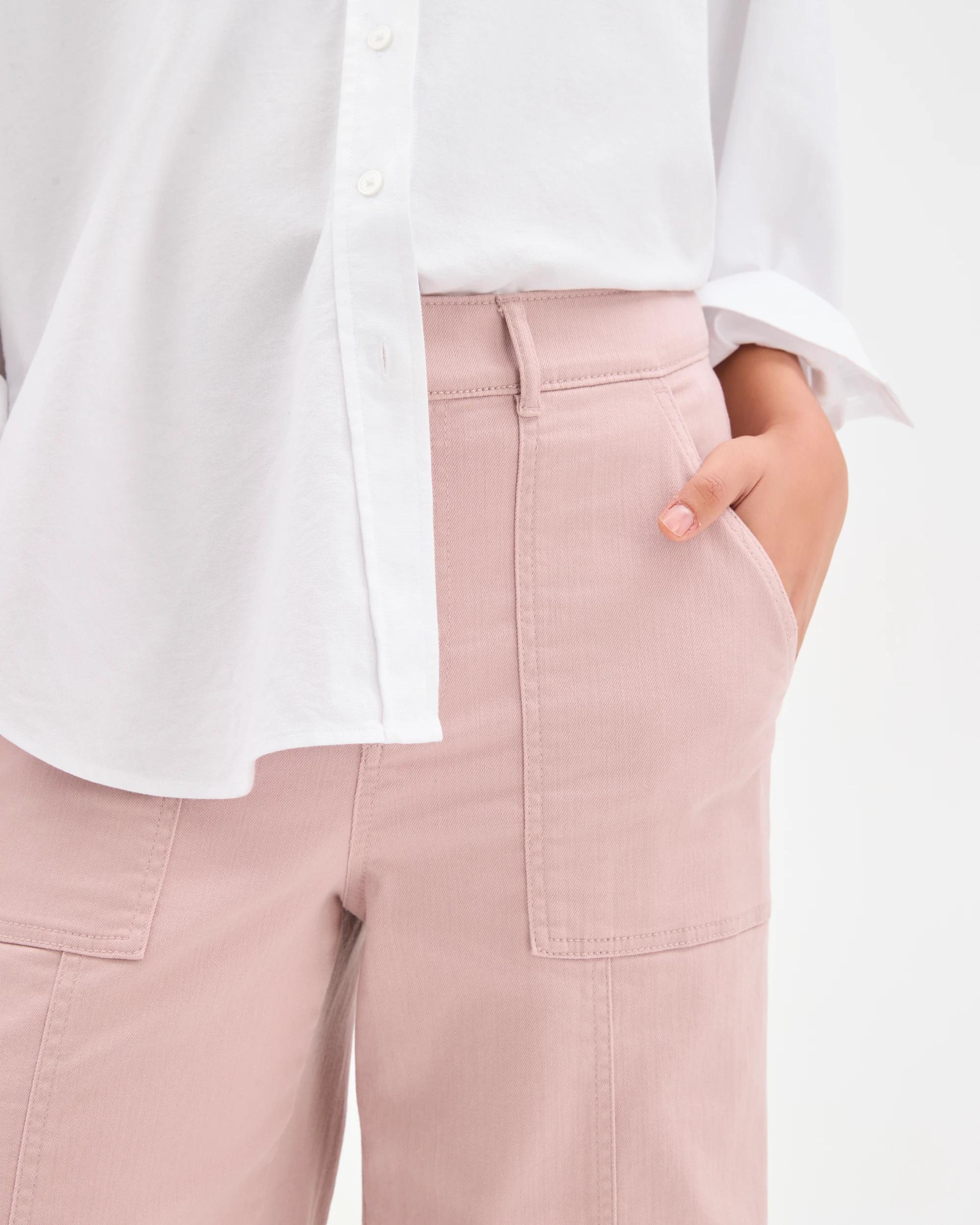 3 Target Woman Australian Cotton Blend Stretch Twill Wide Leg Pants MAUVE PINK, 3 of 6