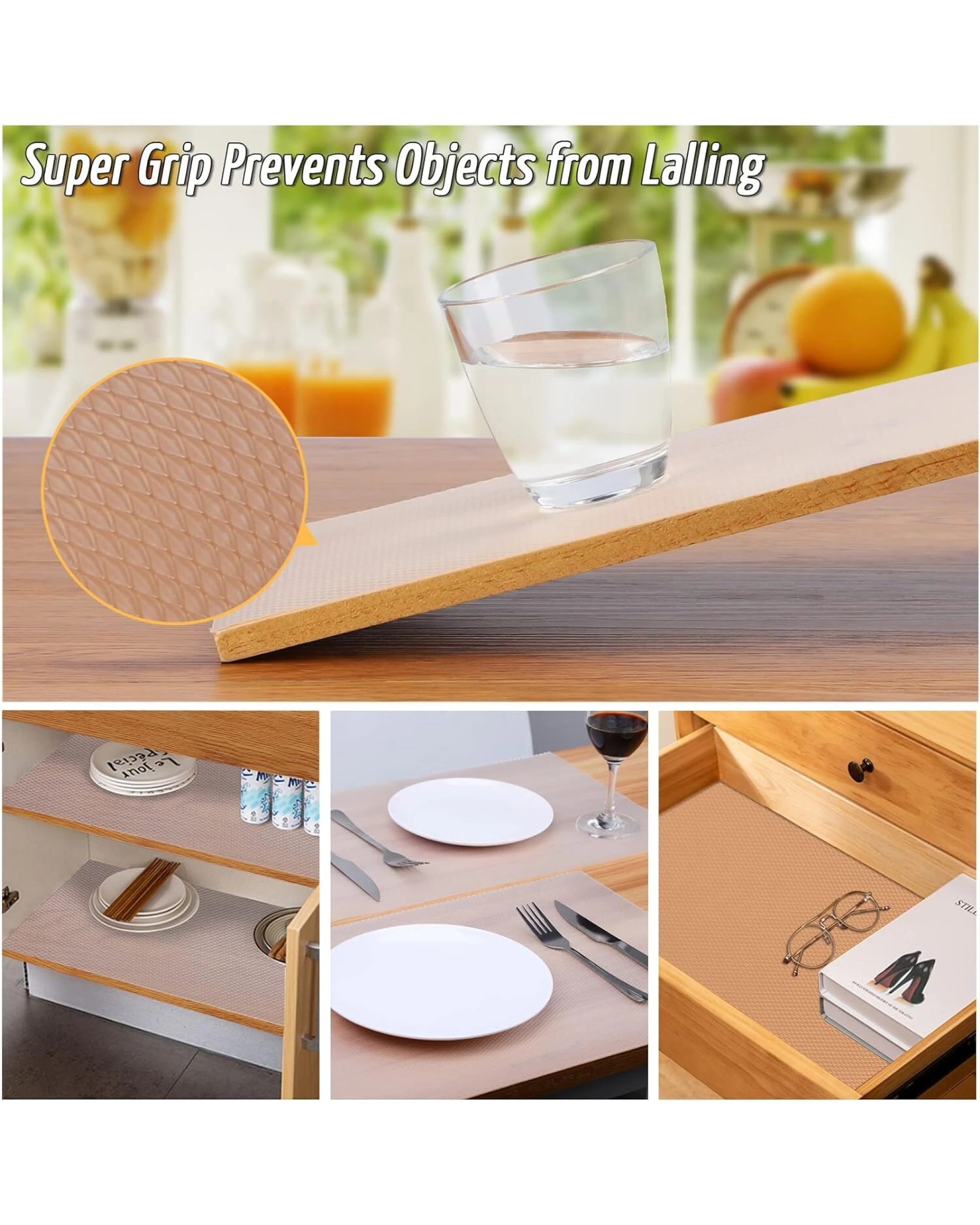 4 BR Home Non-Slip Drawer Liner Mat Set of 12, Plastic Gripper for Cabinets and Cupboards, 4 of 9