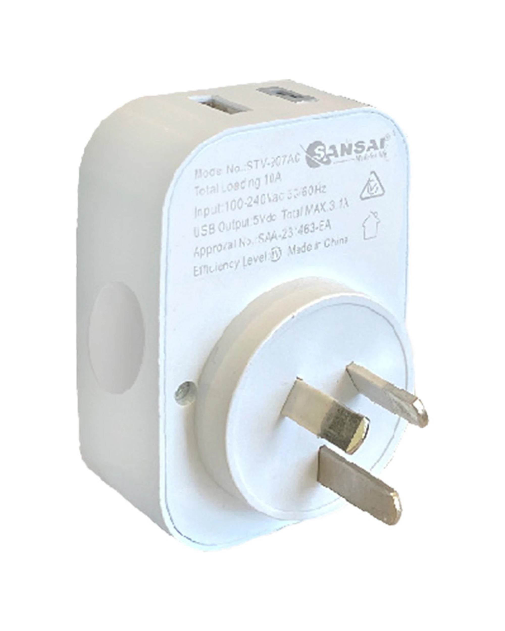 3 Sansai Worldwide Travel Power Adaptor USB-C A UK USA to AU NZ Plug - White, 3 of 3