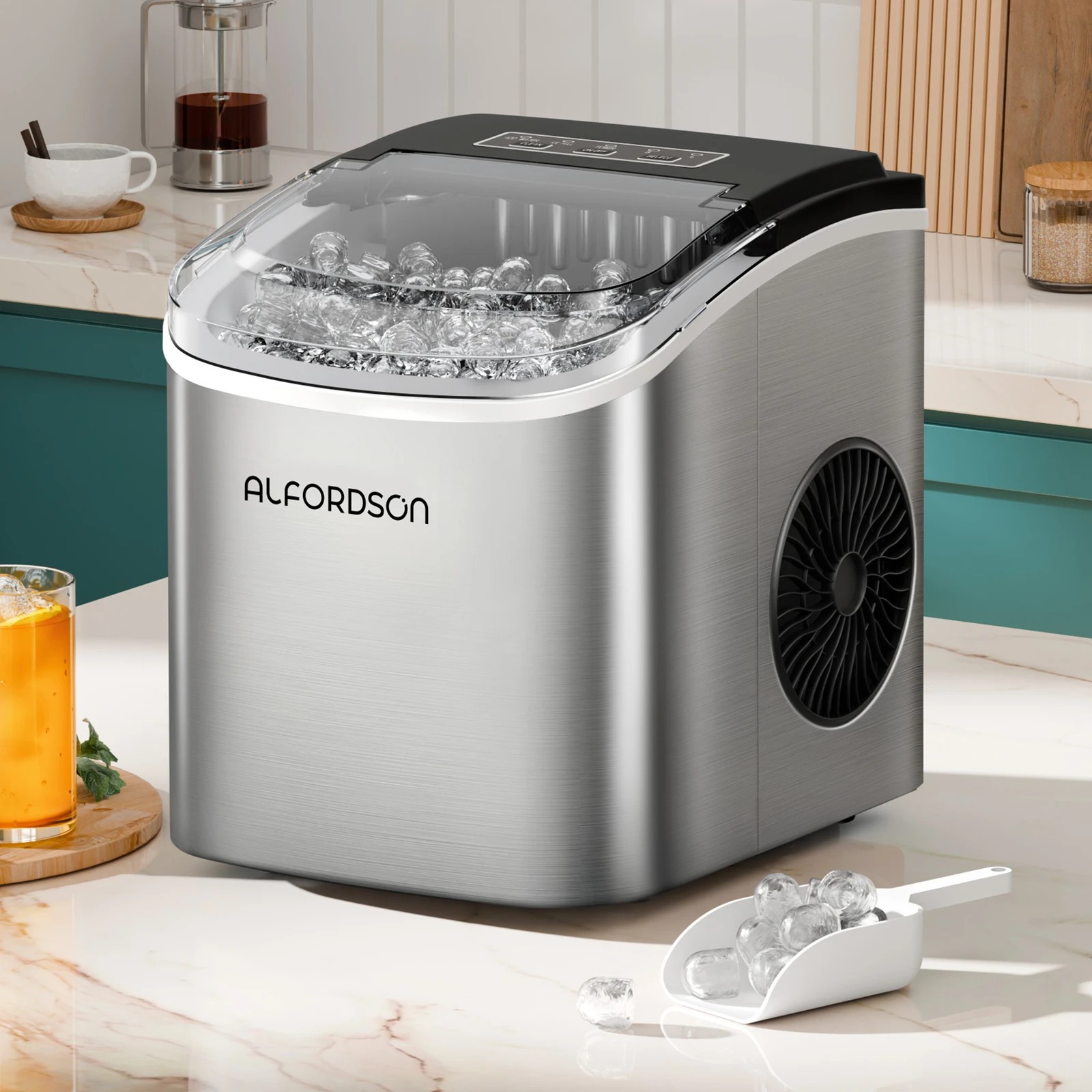 2 Alfordson Ice Maker Portable Machine Bar Countertop 12kg Ice Cube Tray - Silver, 2 of 10