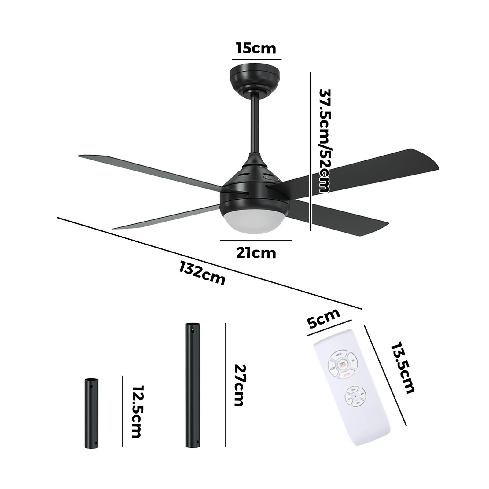 2 Vevare 52" Ceiling Fan AC Motor with LED Light & Remote Control, 2 of 10