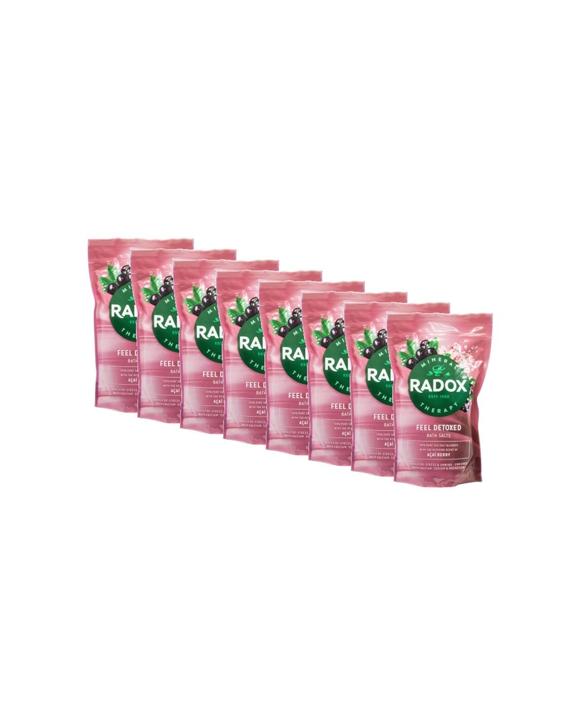 Radox 8PK Bath Salts Feel Detoxed Calcium Sodium Magnesium 900g Acai Berry - Pink