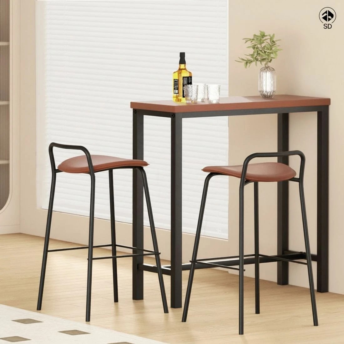 6 Artiss Bar Table and Stools Set Dining Desk Kitchen Chairs Cafe Pub - Multi, 6 of 8