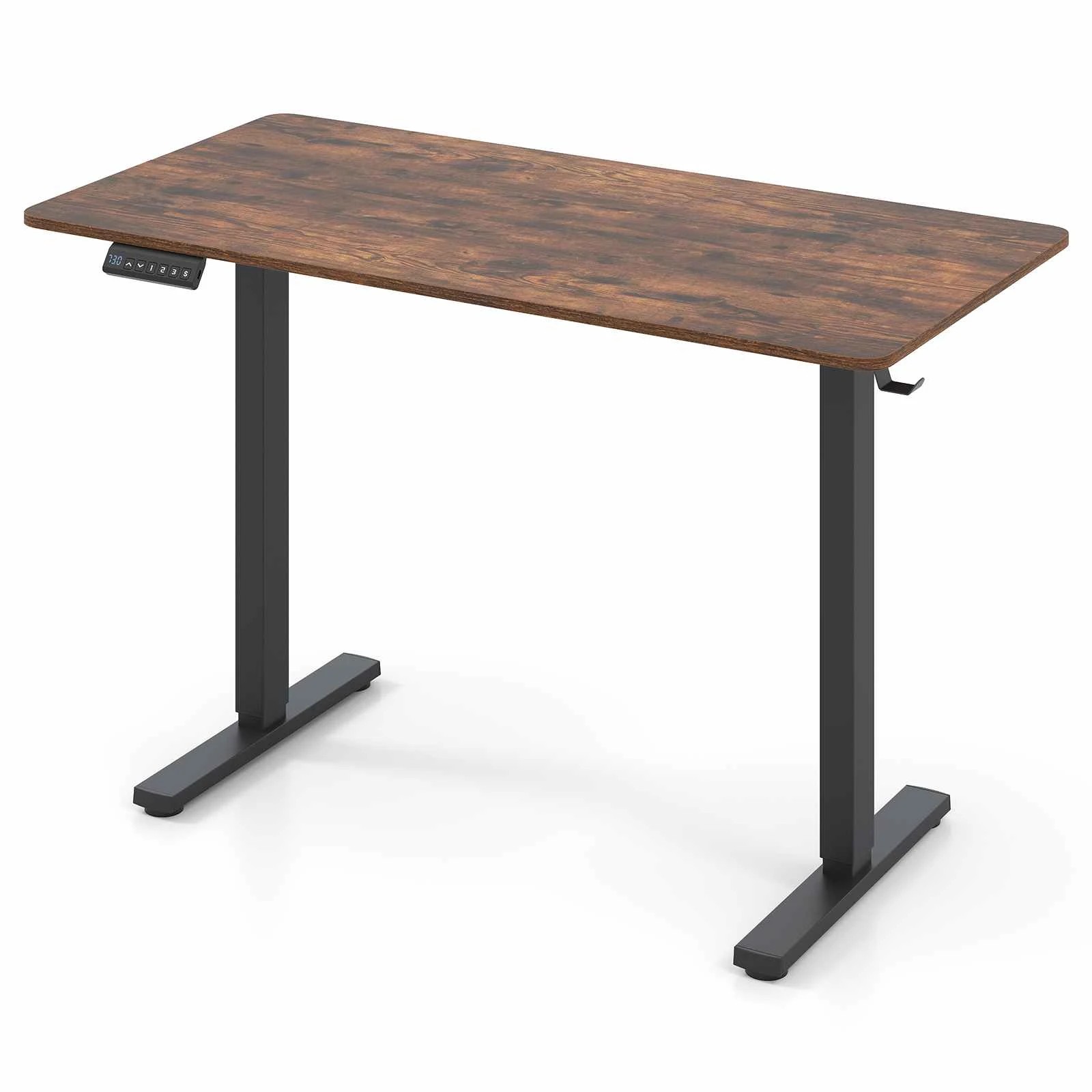 1 Costway 120cm Electric Standing Desk 3 Height Memory Computer Desk - Brown, 1 of 3