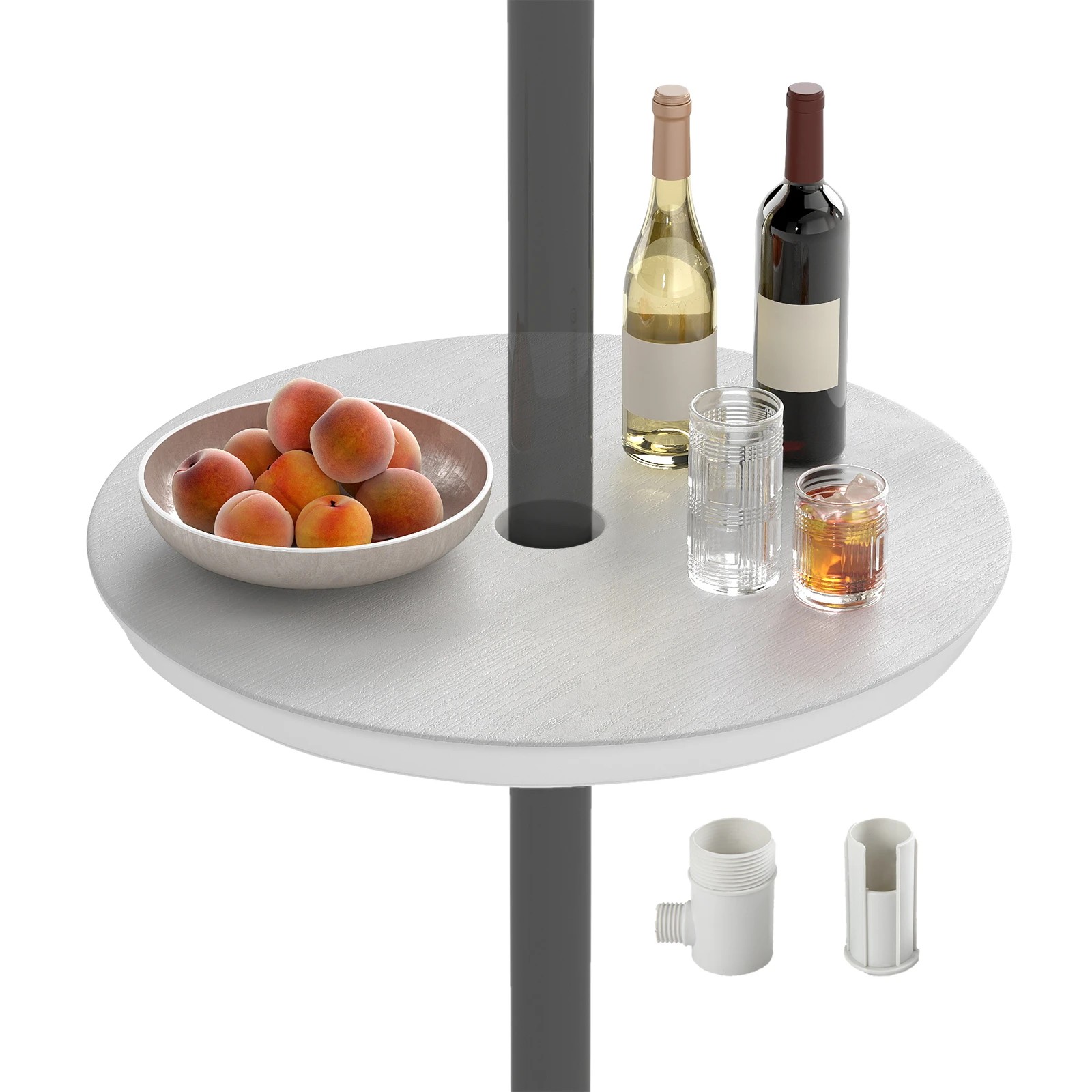 5 Costway 50cm Outdoor Umbrella Table for 38/48 mm Umbrella Pole Round Table Tray - White, 5 of 5