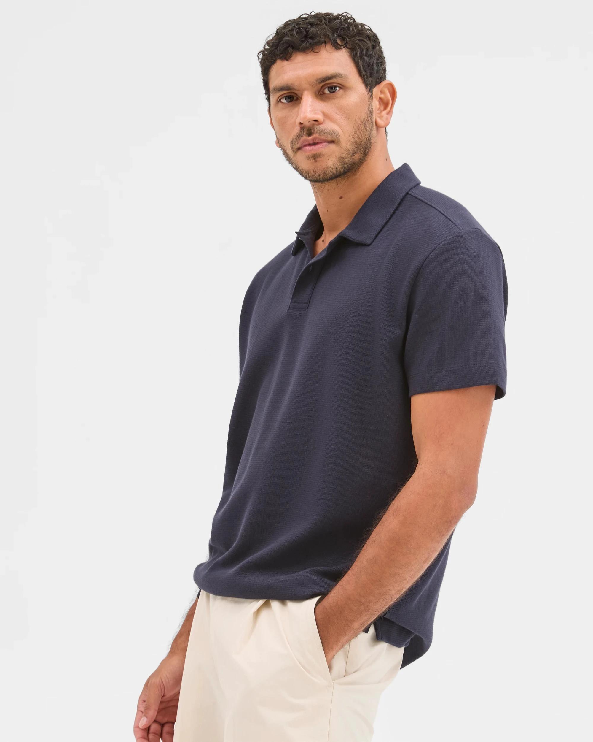 3 Target Australian Cotton Textured Fashion Polo Top NAVY, 3 of 4