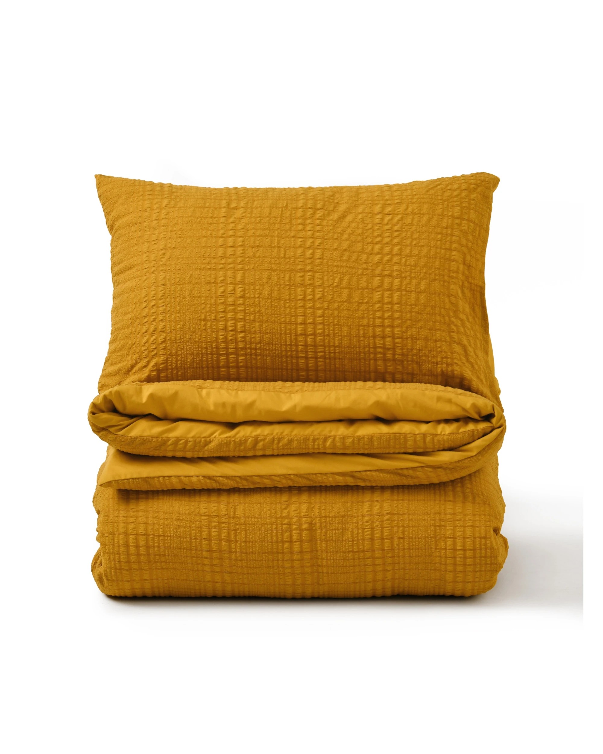 2 Dreamaker Ellis Seersucker Quilt Cover Set - King Bed - Mustard, 2 of 6
