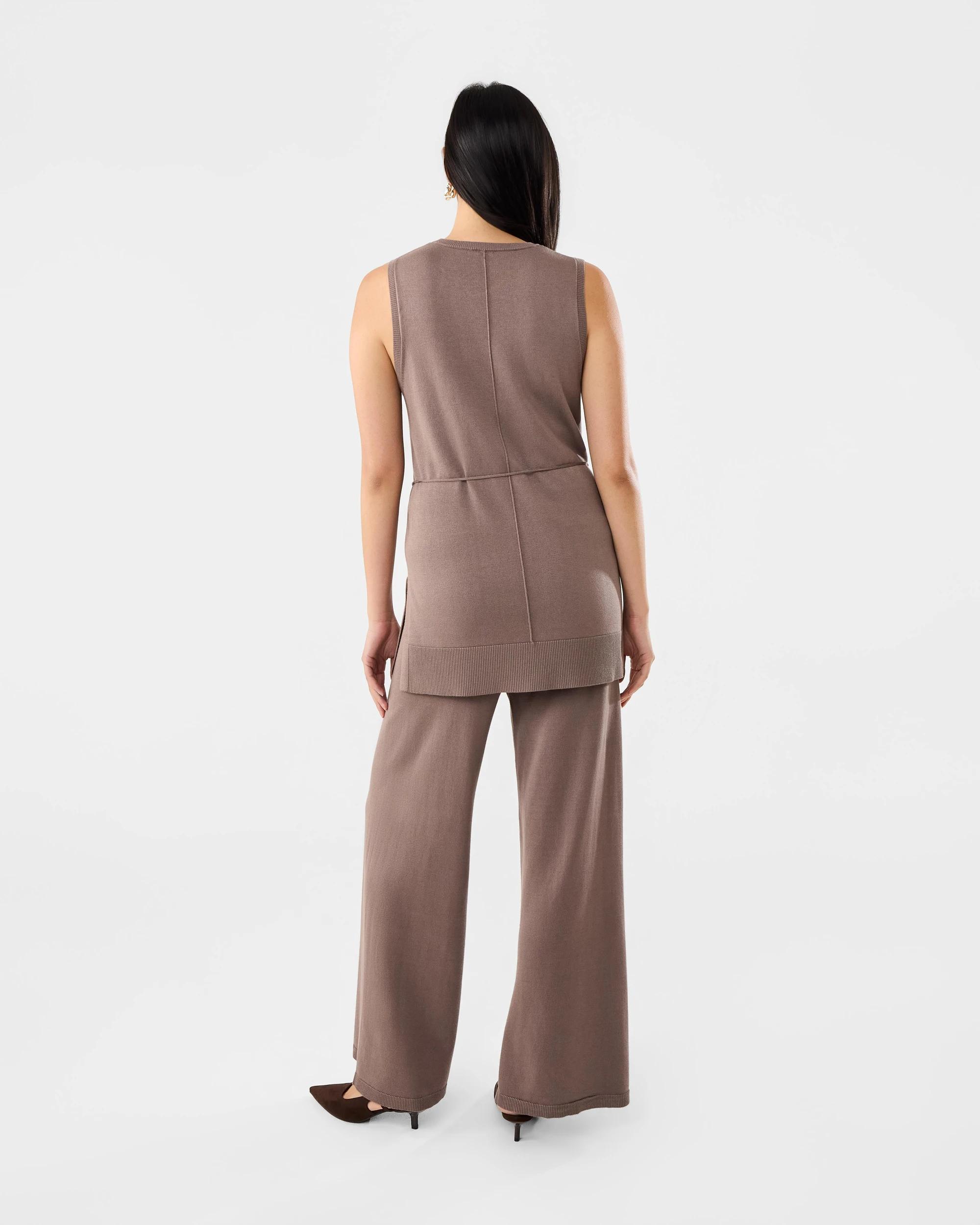 4 Side Split True Knit Pants Taupe Brn, 4 of 6
