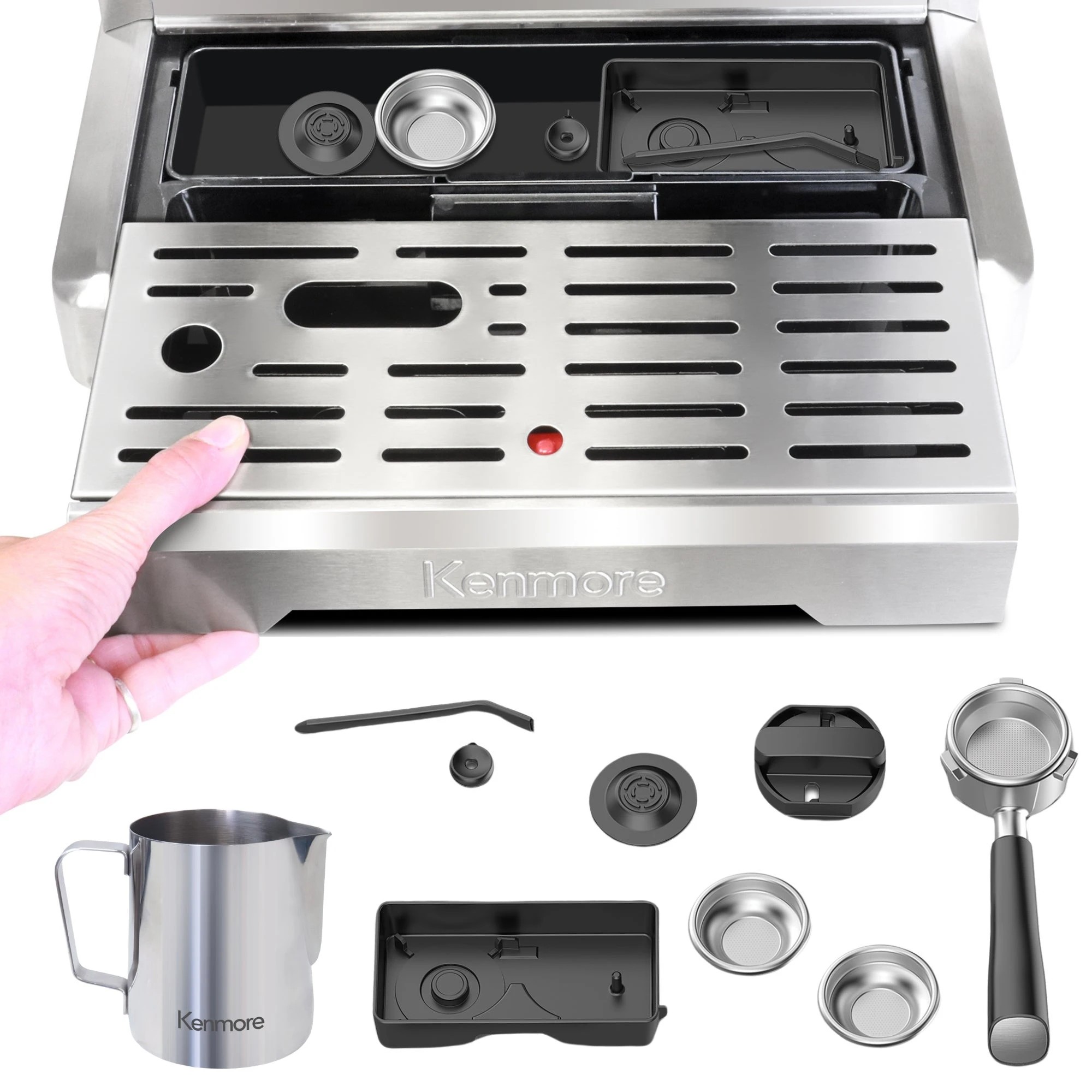 6 Kenmore 2.5L Semi-Automatic Espresso Machine Stainless Steel - Silver, 6 of 9