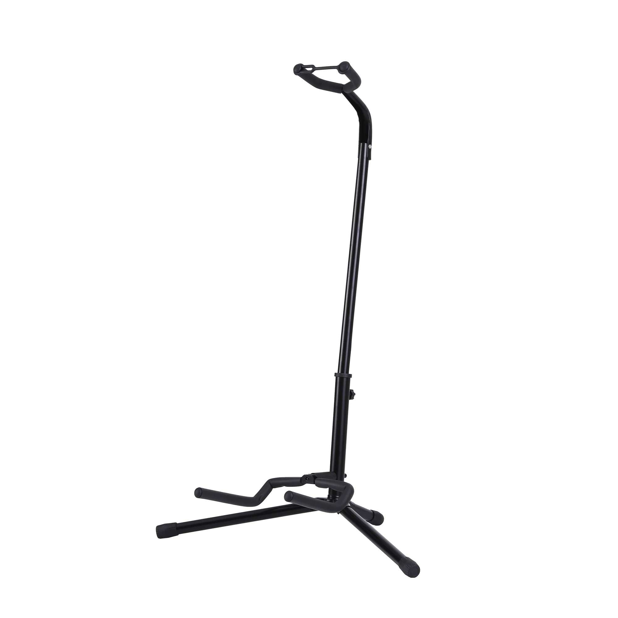1 Alpha Iron Adjustable Guitar Stand Folding Instrument Holder Acoustic Bass Rack - Black, 1 of 8