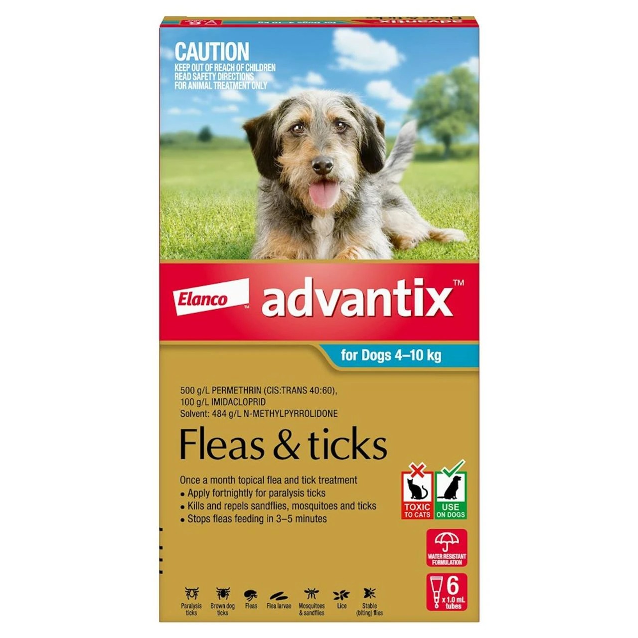 1 Advantix For Dogs Medium 4-10kg (Teal) 6 Pack, 1 of 1