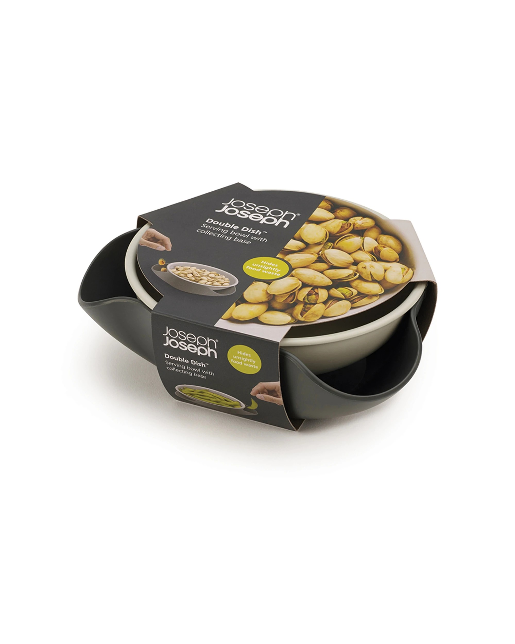 2 Joseph Joseph Double Dish Stacked Bowl Waste Disposal Snack Serving Bowl Compact Design 17.8cm - Grey, 2 of 8