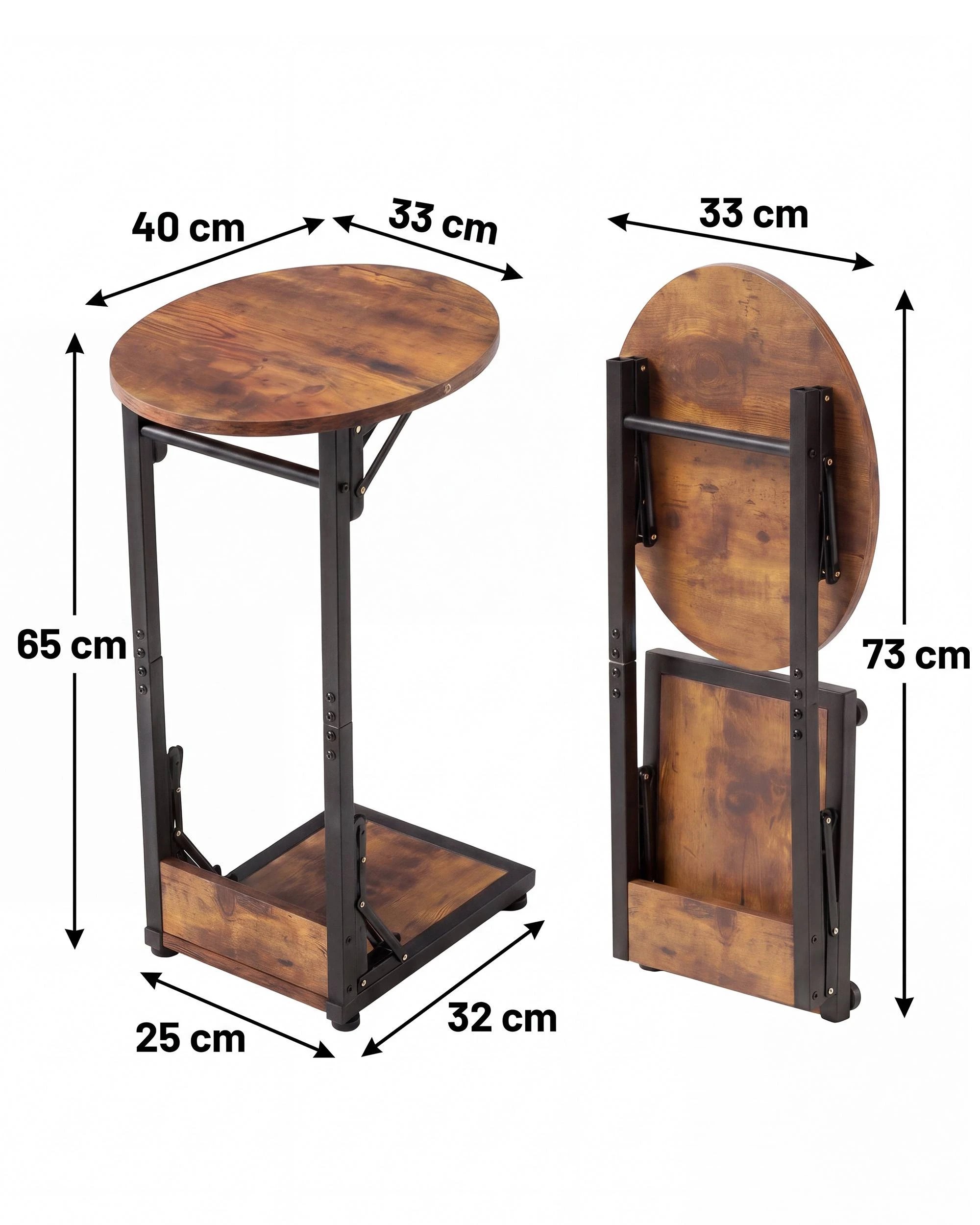 9 ZUNI C Shaped End Table Coffee Side Table Foldable Sofa Laptop Desk - Brown, 9 of 10