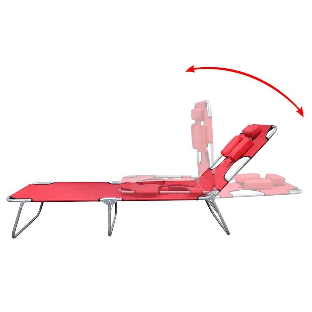 3 vidaXL Sun Lounger Foldable - Red, 3 of 7