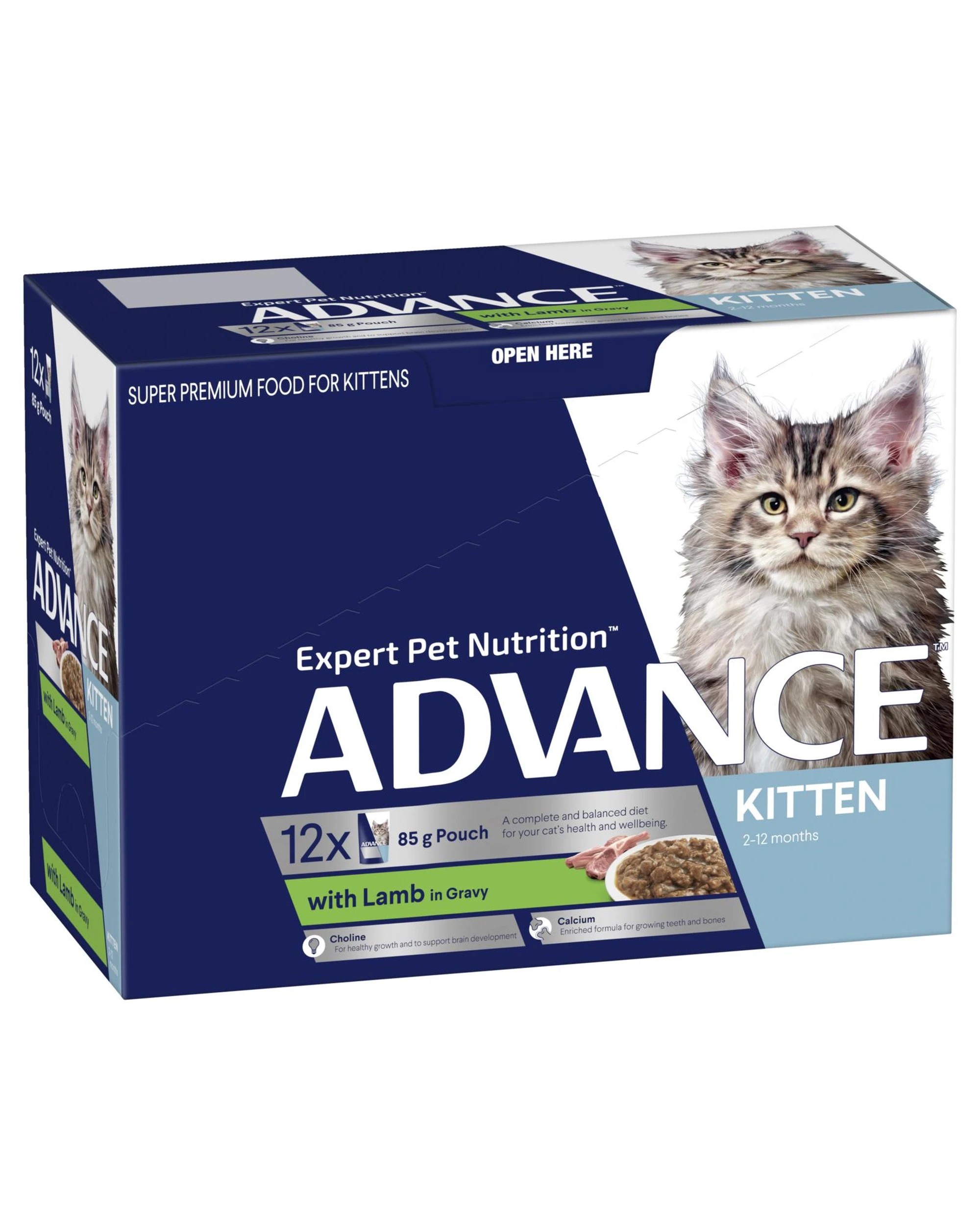 2 Advance Kitten 2-12 Months Wet Cat Food Lamb in Jelly 12 x 85g, 2 of 3