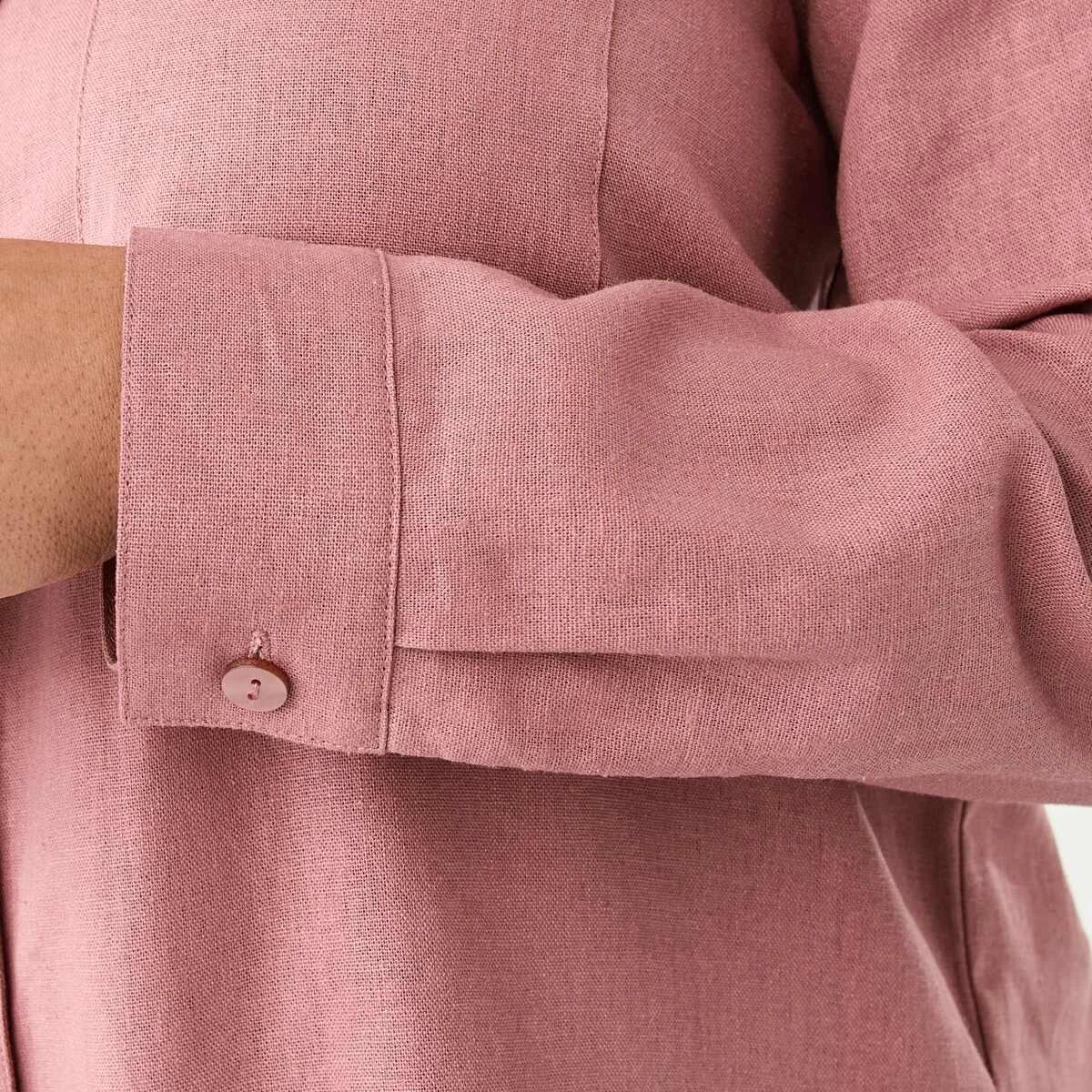 8 Long Sleeve Linen Blend Shirt Soft Red, 8 of 8