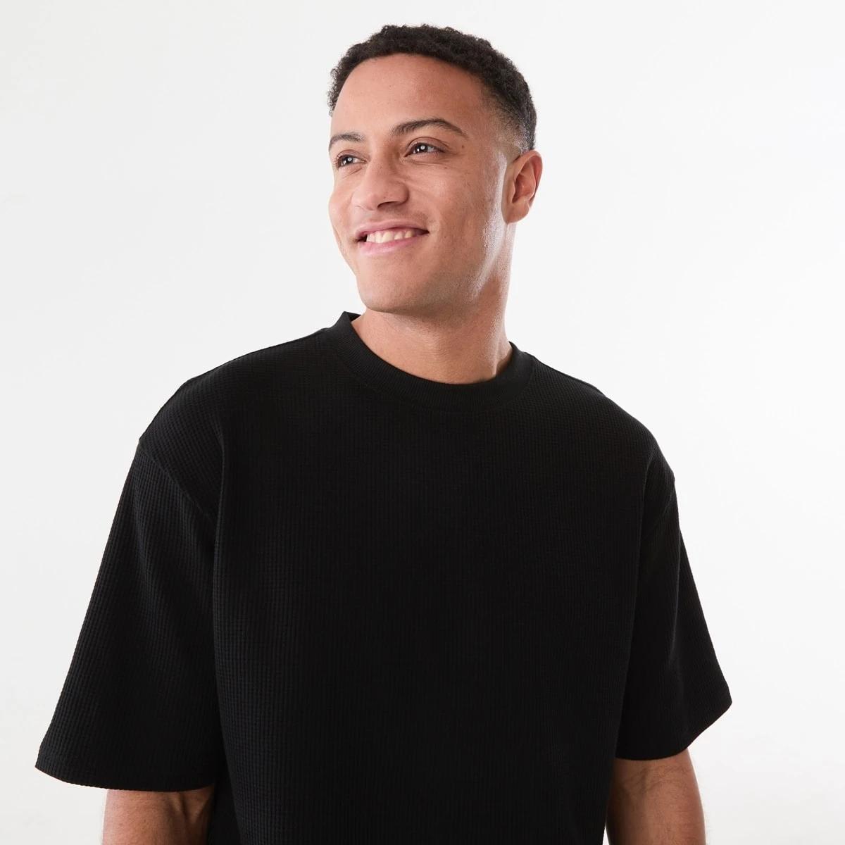 4 Oversized Waffle T-shirt BLACK, 4 of 5