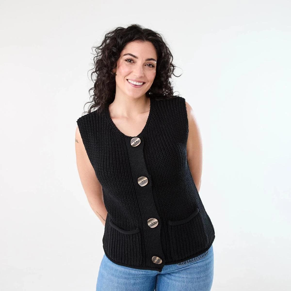 1 Fisherman Rib Vest BLACK, 1 of 6