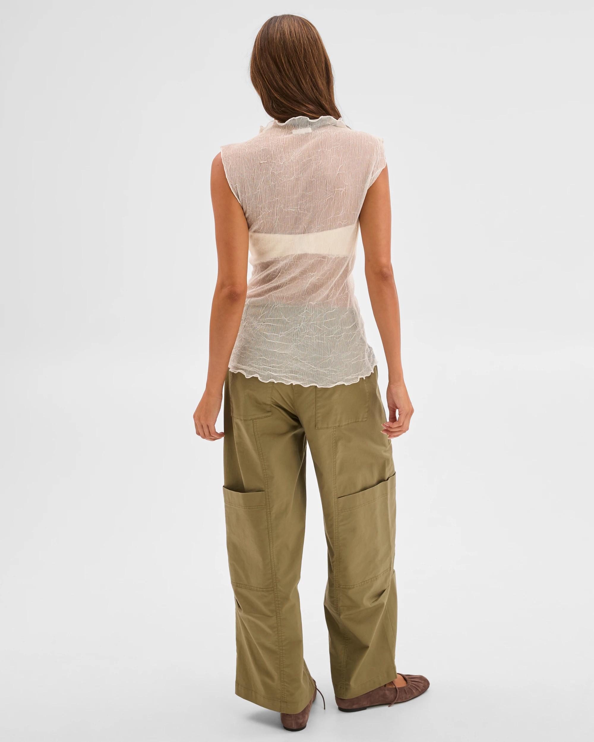 7 Lily Loves Sheer Plisse Sleeveless Top VANILLA, 7 of 7