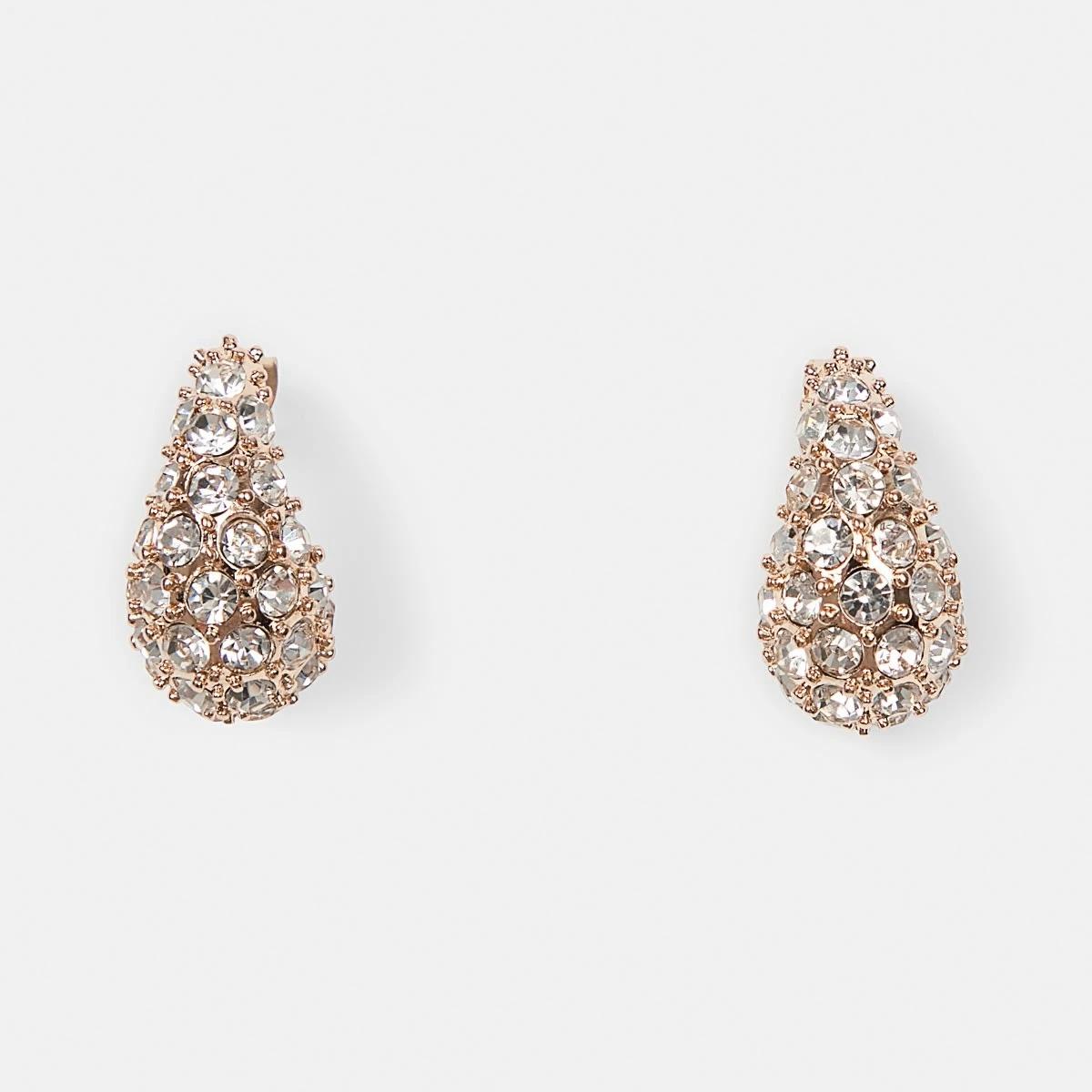 1 Diamante Teardrop Earrings Gold, 1 of 4