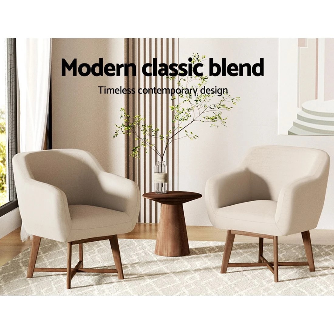 6 Artiss Armchair Tub Chair  Aston - Beige, 6 of 8