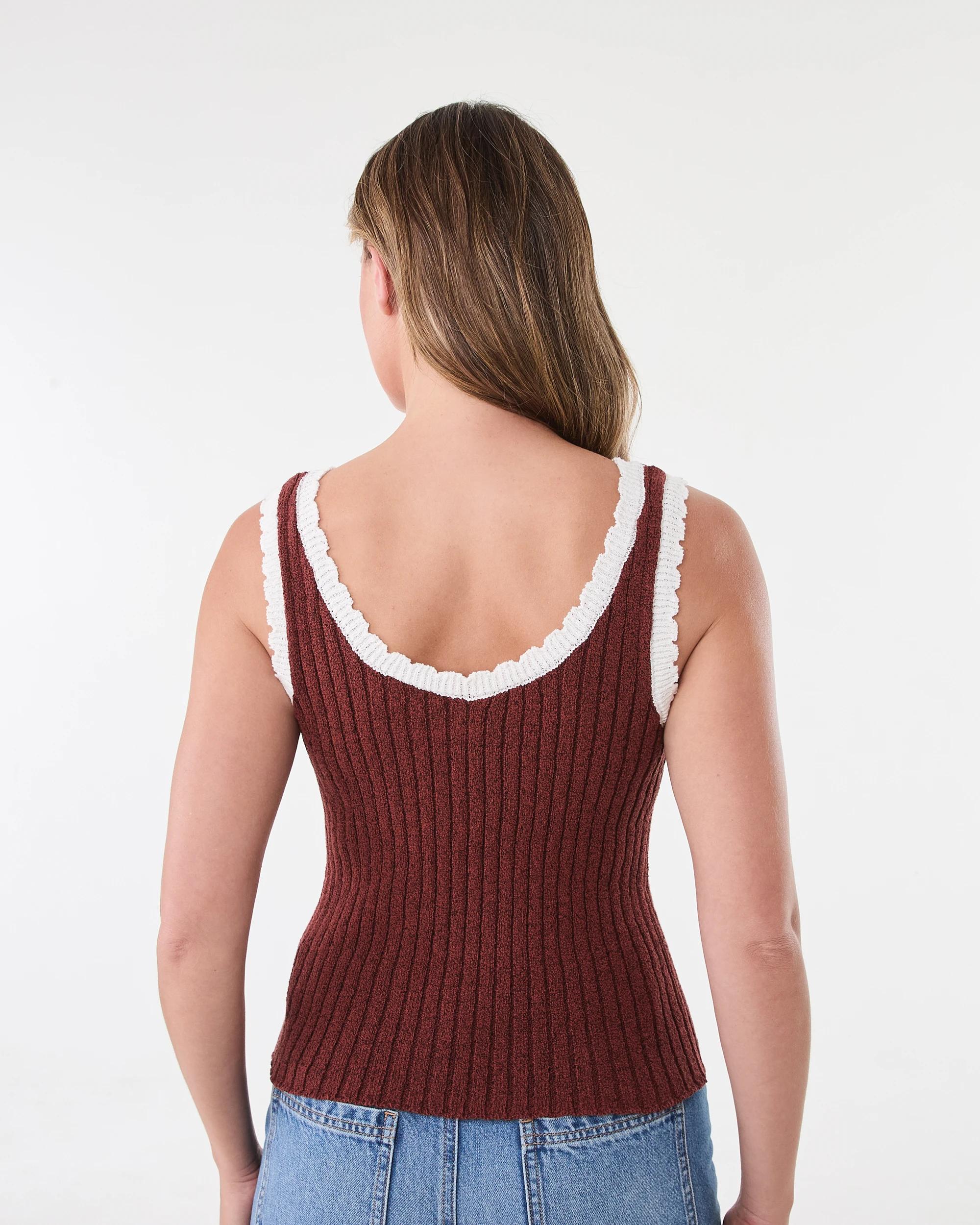 3 Bow Trim Knit Tank SOFT HENNA, 3 of 6