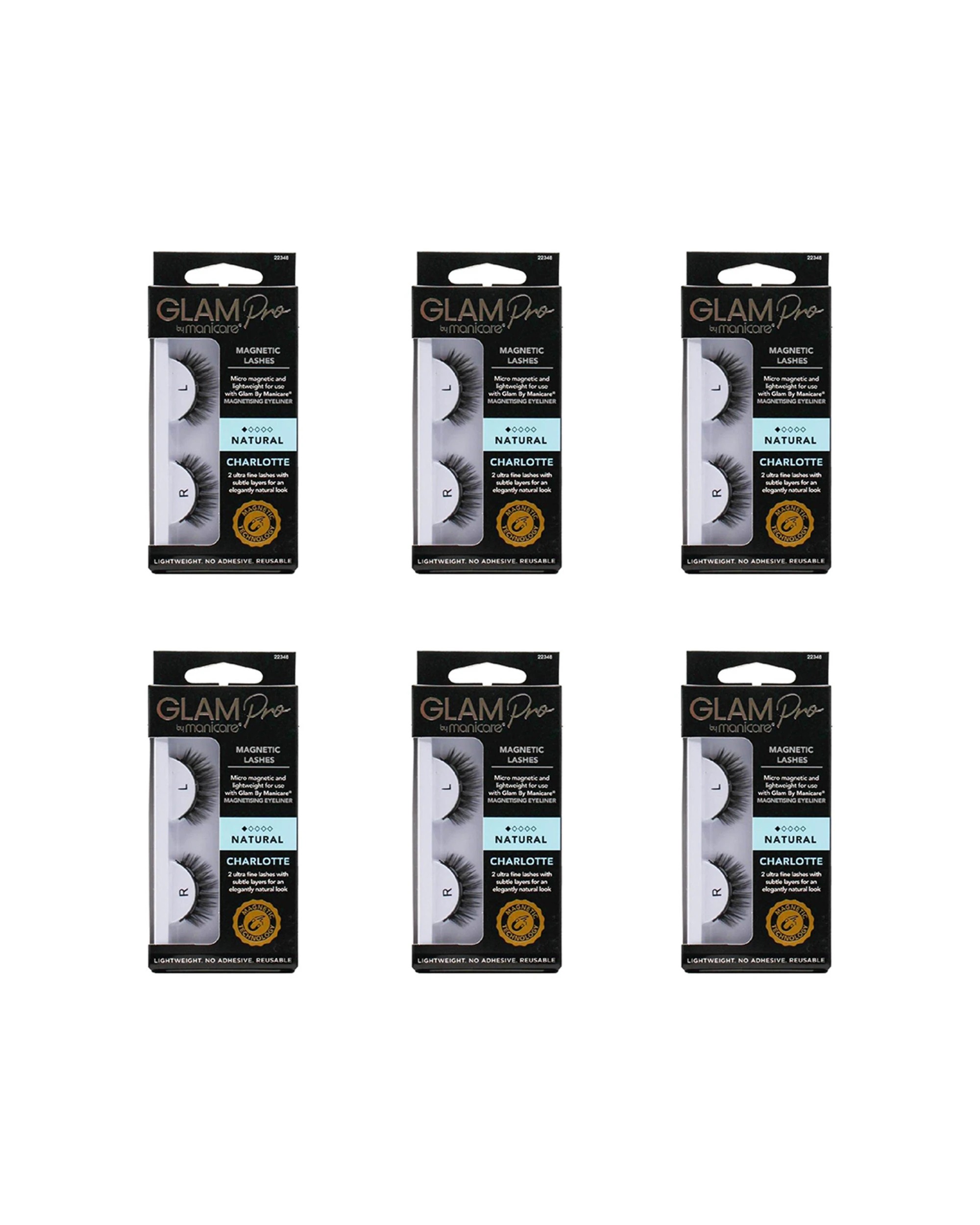 1 Manicare 6PK Glam Pro Magnetic Lashes Charlotte Lightweight - Black, 1 of 3