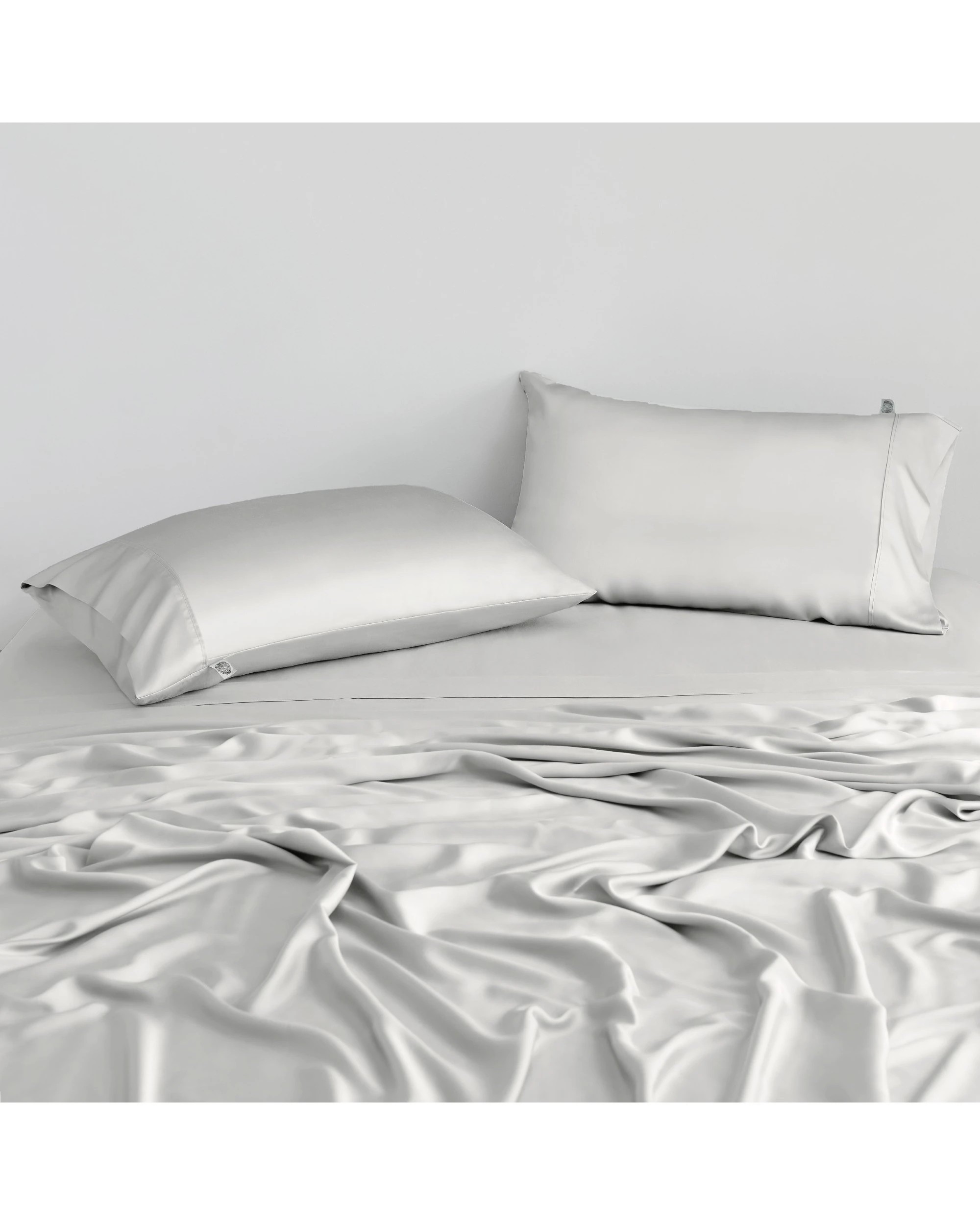 1 Natural Home 400TC 100% Bamboo Sateen Standard Pillowcase Twin Pack - Dove Grey, 1 of 5