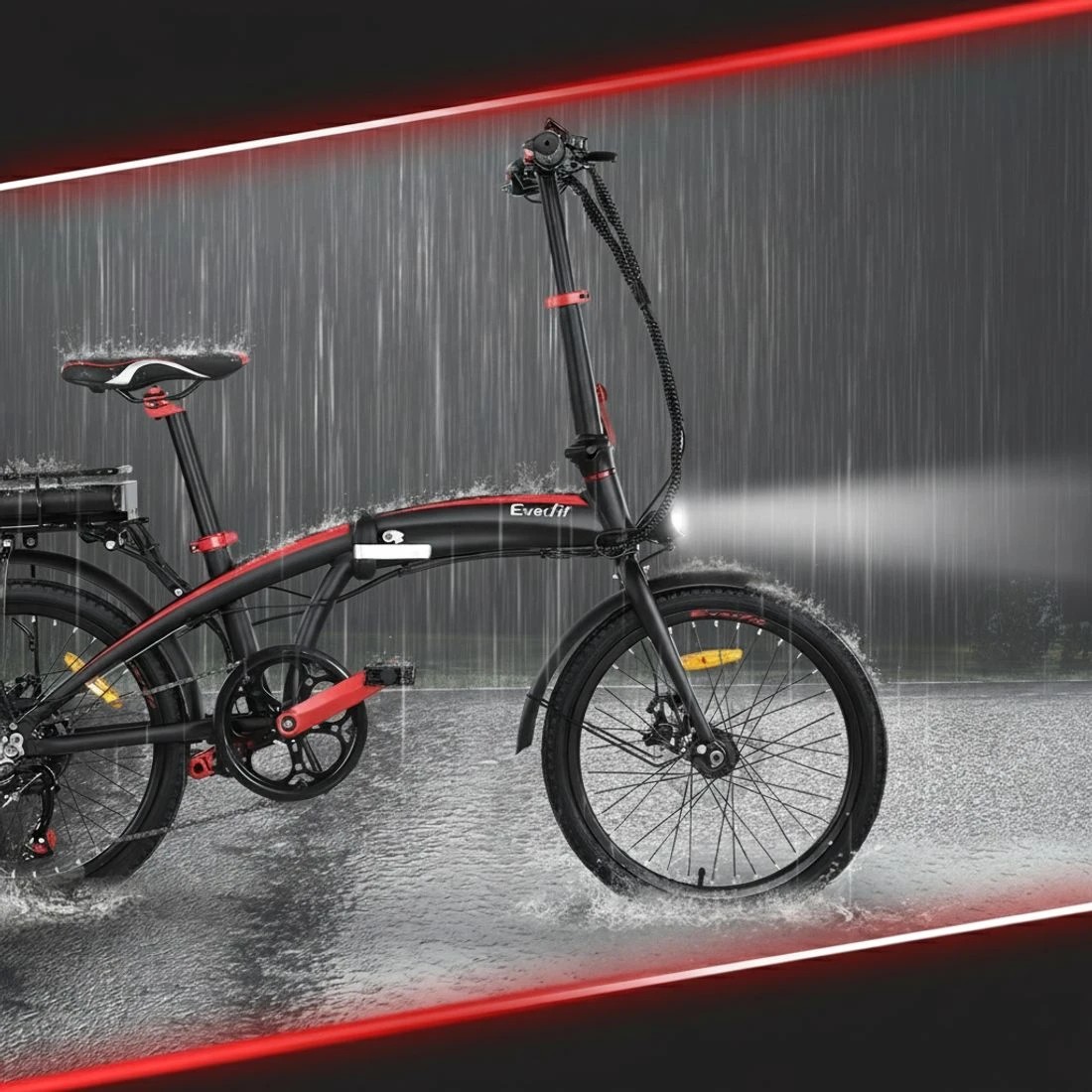 4 Everfit Folding Electric Bike Urban City Bicycle eBike Rechargeable Battery 250W - Black, 4 of 5